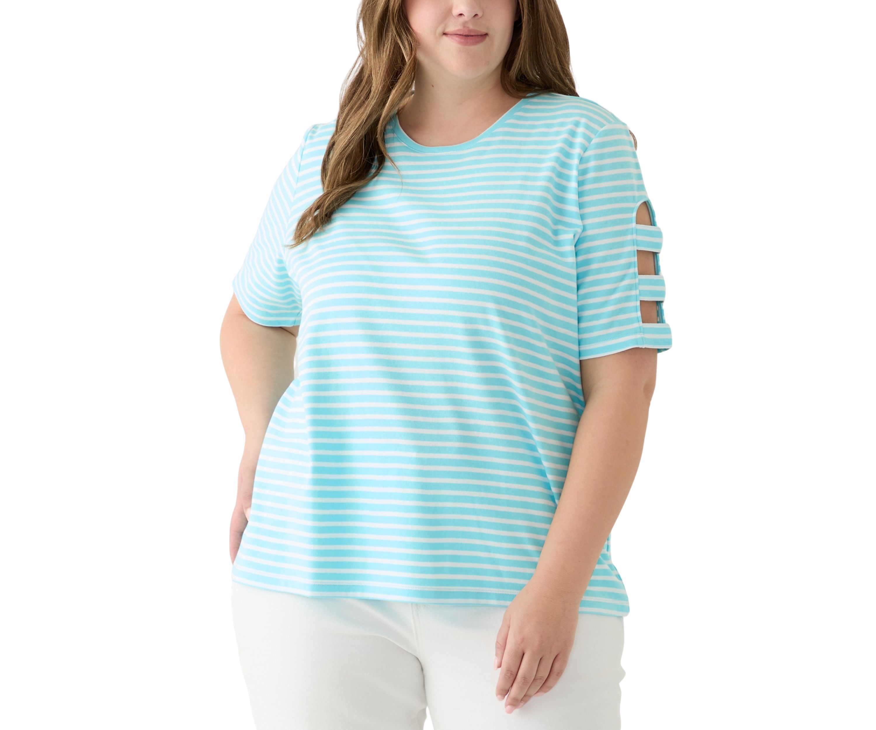 Plus Size Elbow Ladder Sleeve Top