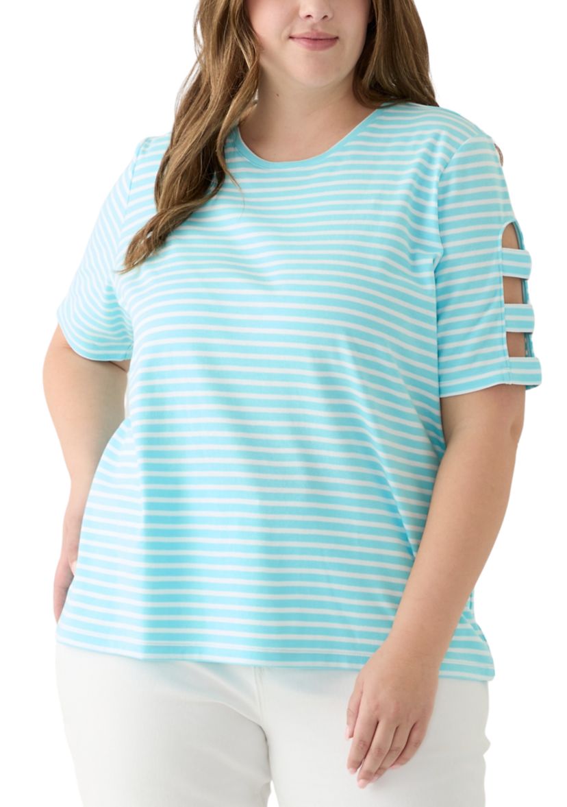 Plus Size Elbow Ladder Sleeve Top