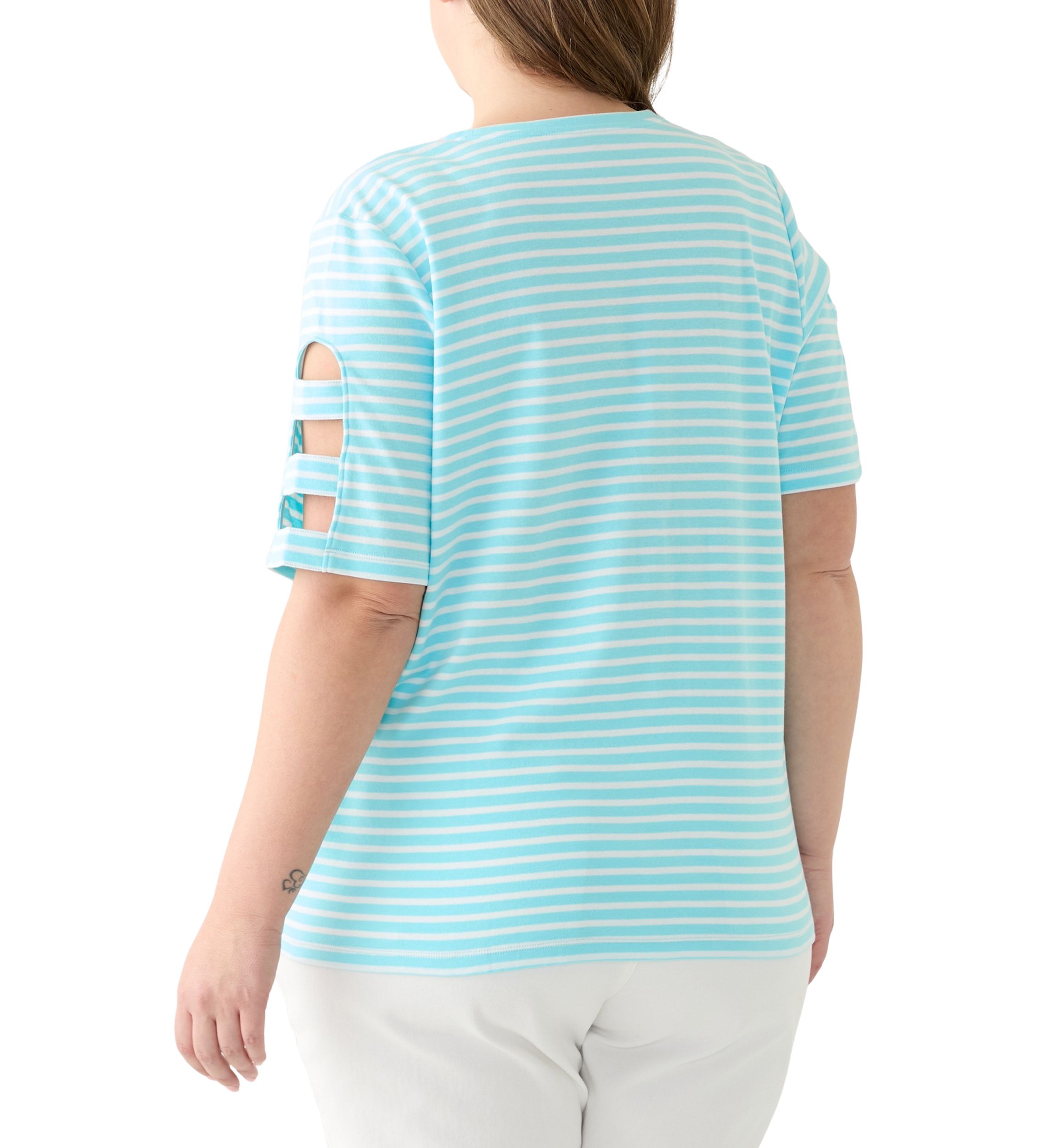 Plus Size Elbow Ladder Sleeve Top