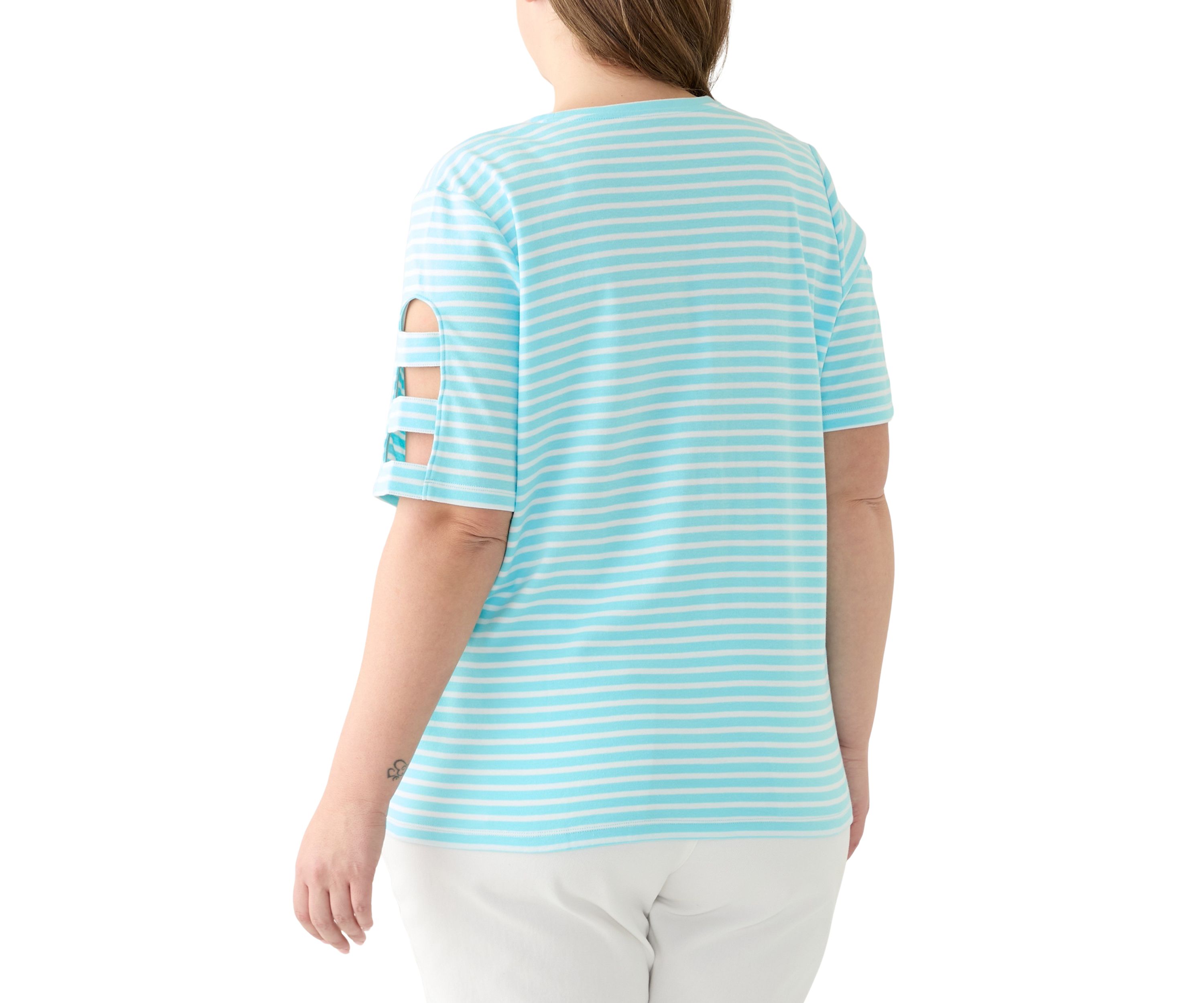 Plus Size Elbow Ladder Sleeve Top
