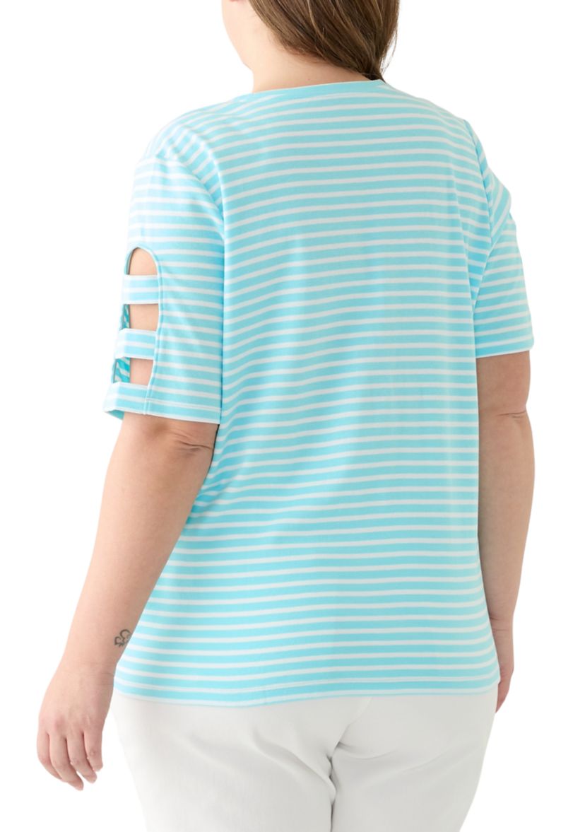Plus Size Elbow Ladder Sleeve Top
