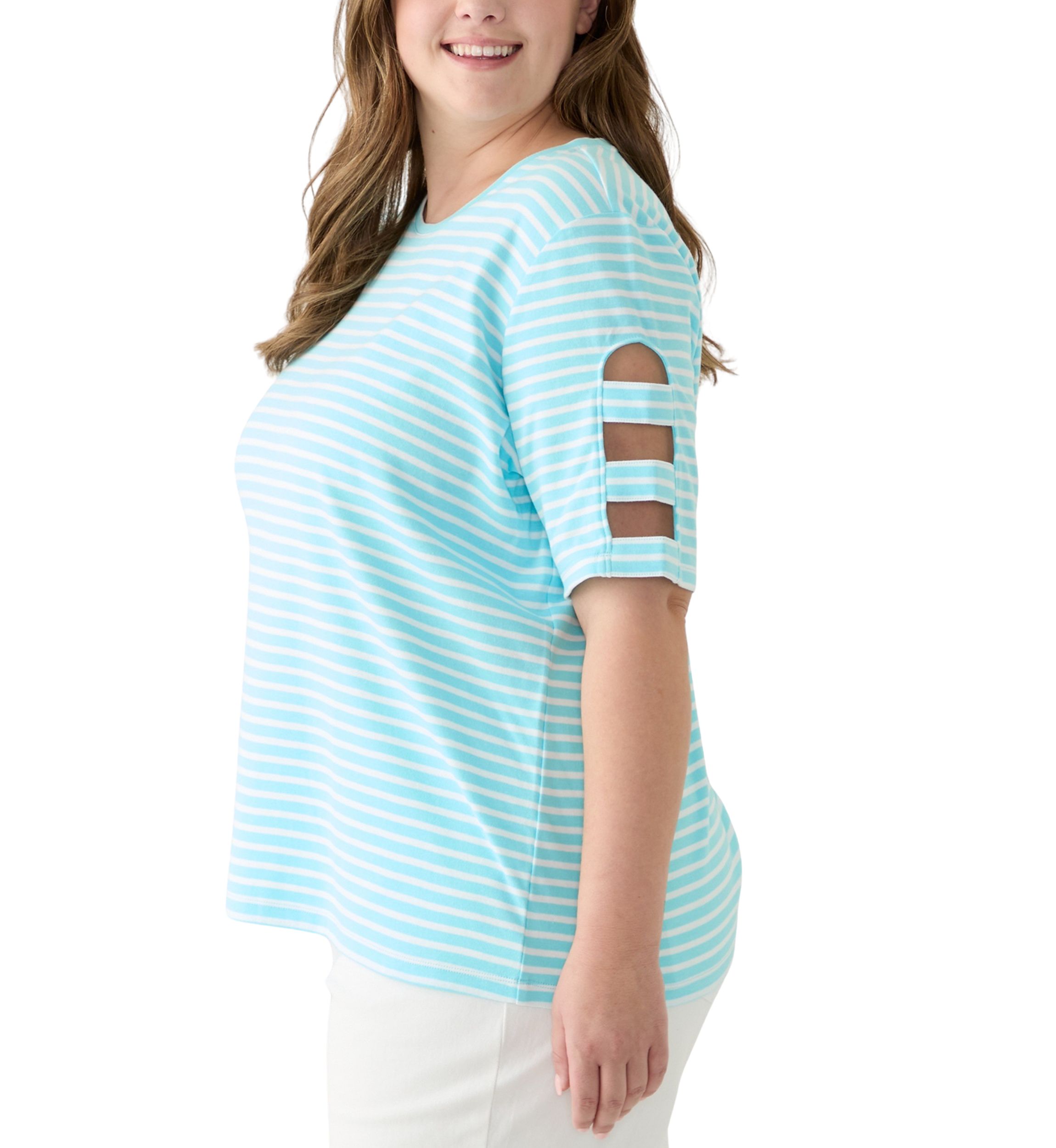 Plus Size Elbow Ladder Sleeve Top