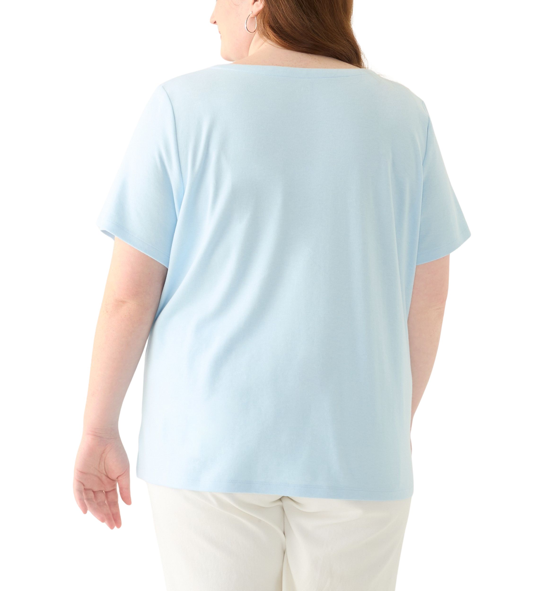 Plus Size Short Sleeve Split Neck Top