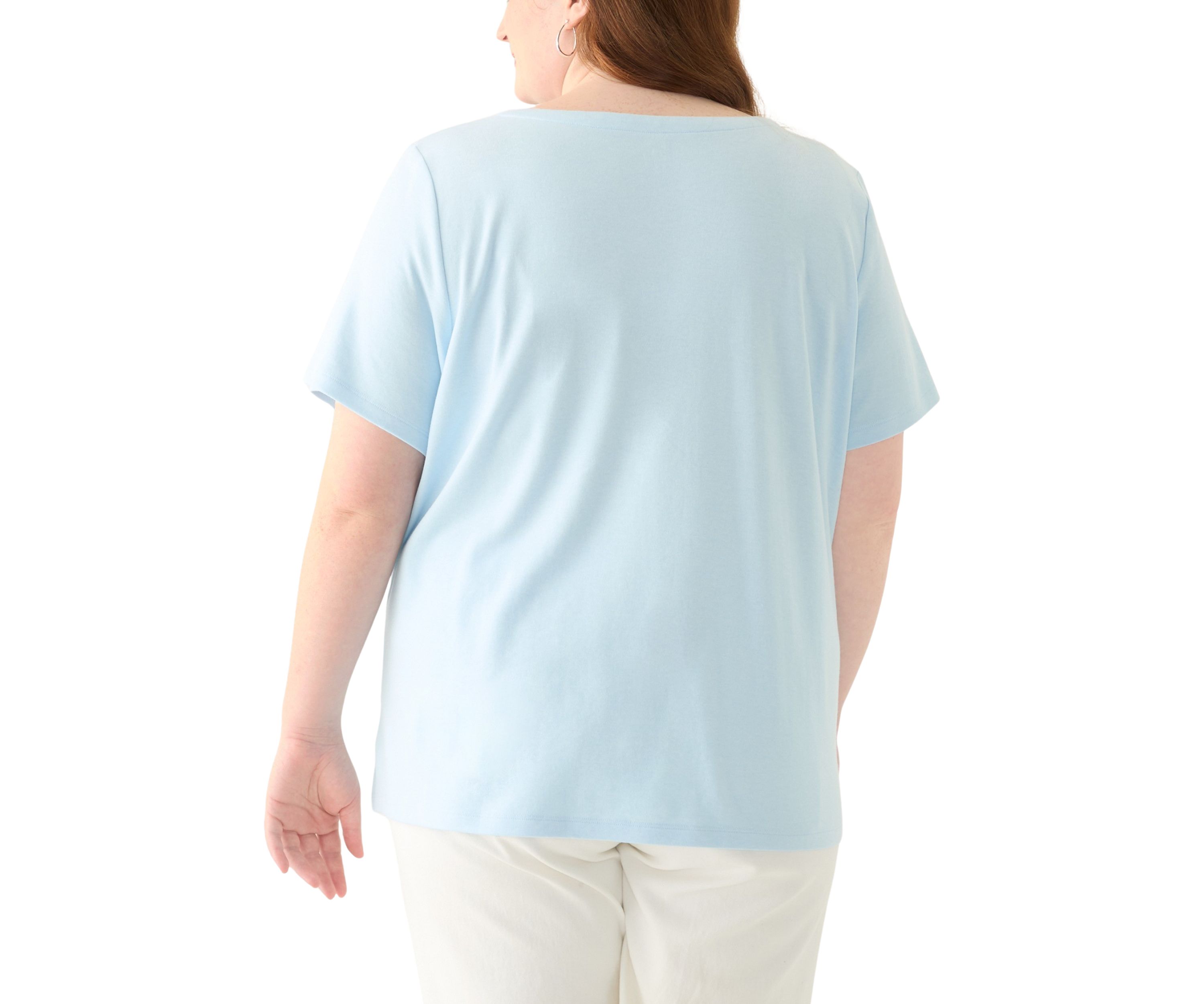 Plus Size Short Sleeve Split Neck Top
