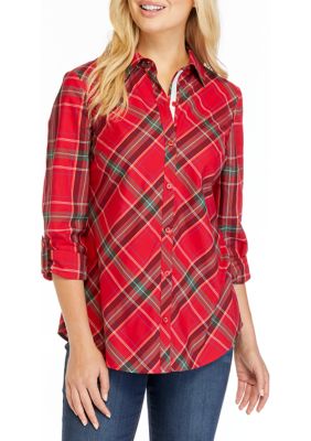 Kim Rogers® Women's Roll Tab Button Up Shirt | belk