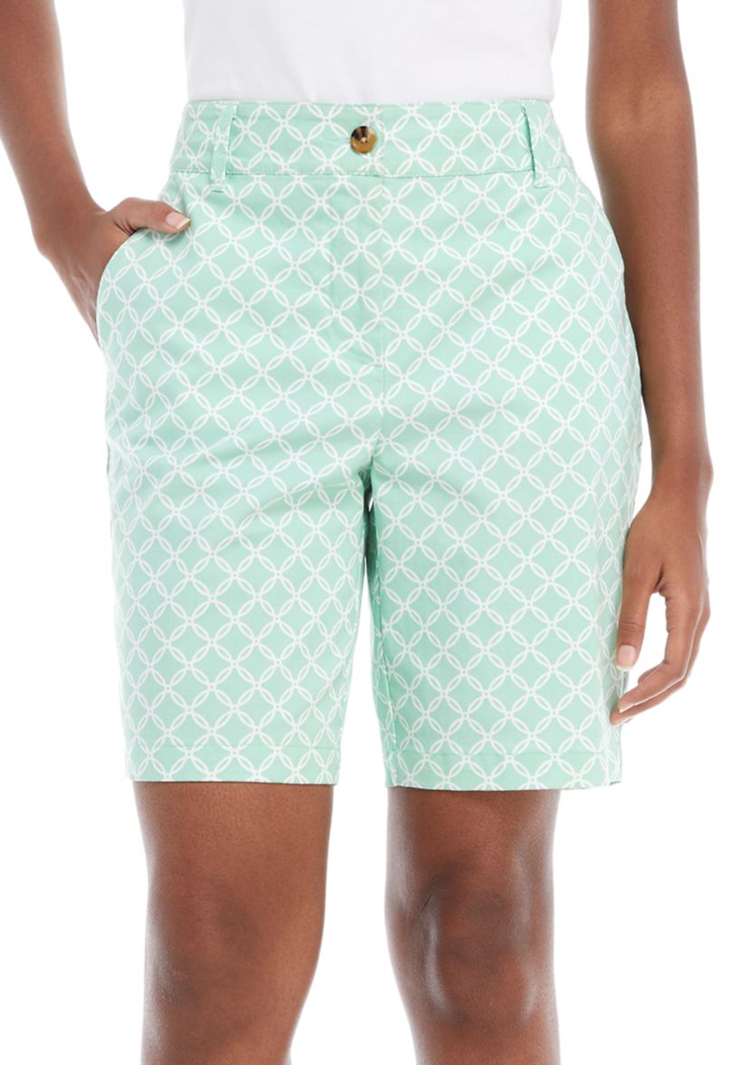 Womens 9 Inch Printed Twill Shorts 