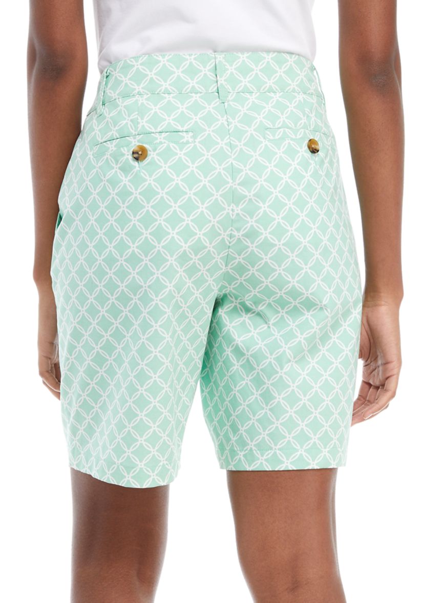Womens 9 Inch Printed Twill Shorts 
