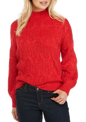 New Directions® Womens Mock Neck Cable Knit Sweater Belk 5320