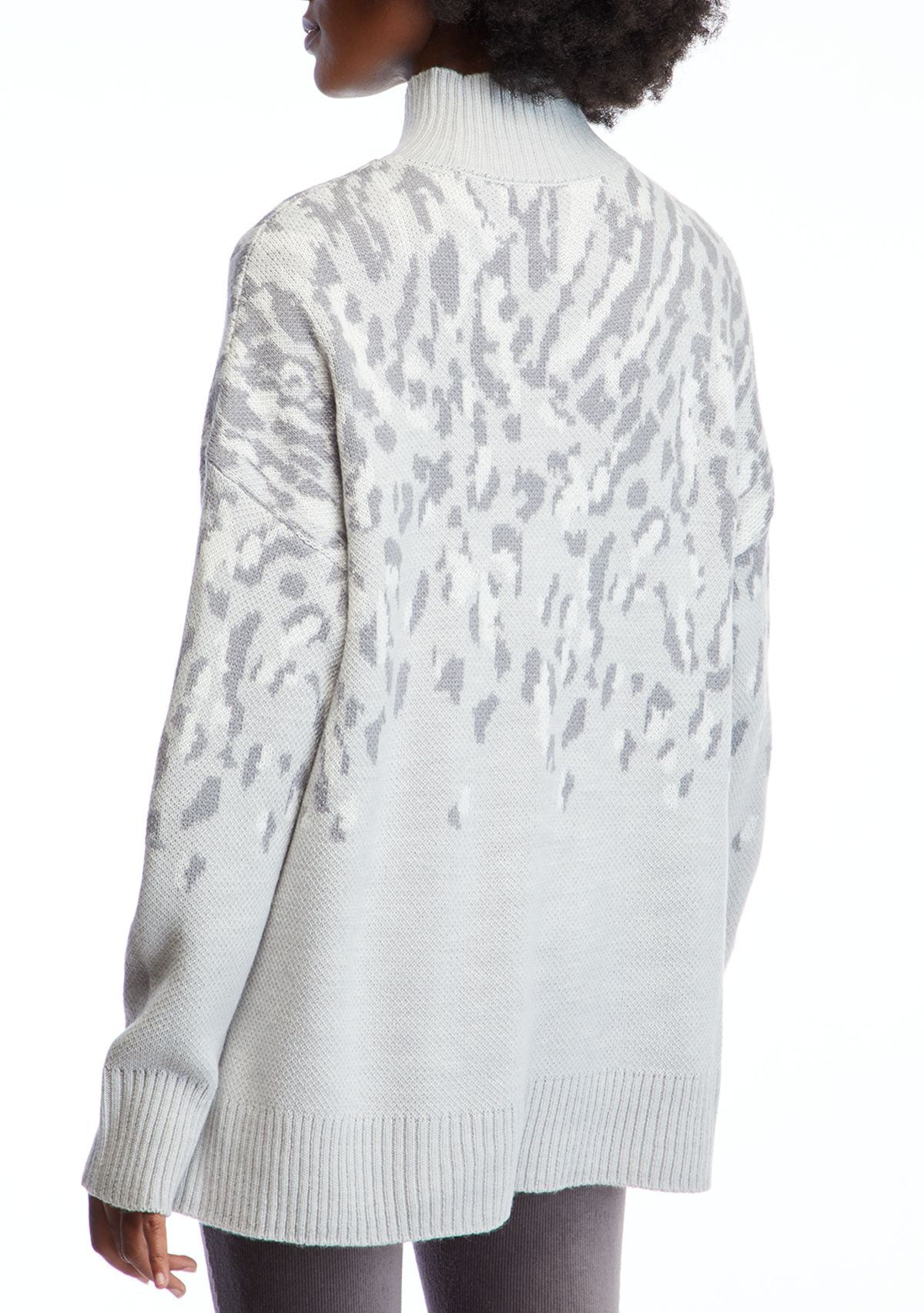 Womens Mock Neck Printed Sweater