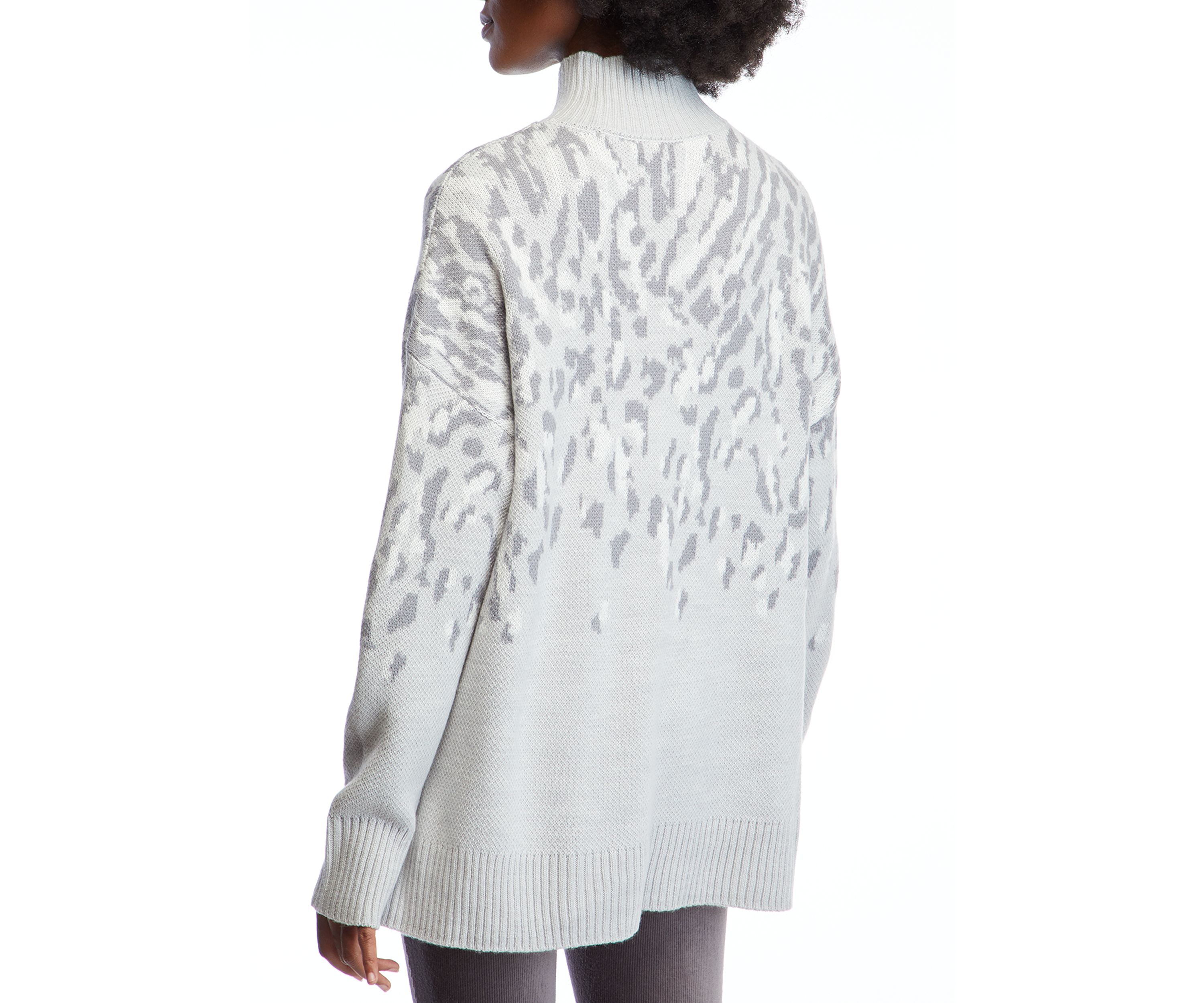 Womens Mock Neck Printed Sweater