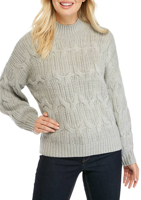 New Directions® Women's Mock Neck Cable Knit Sweater | belk