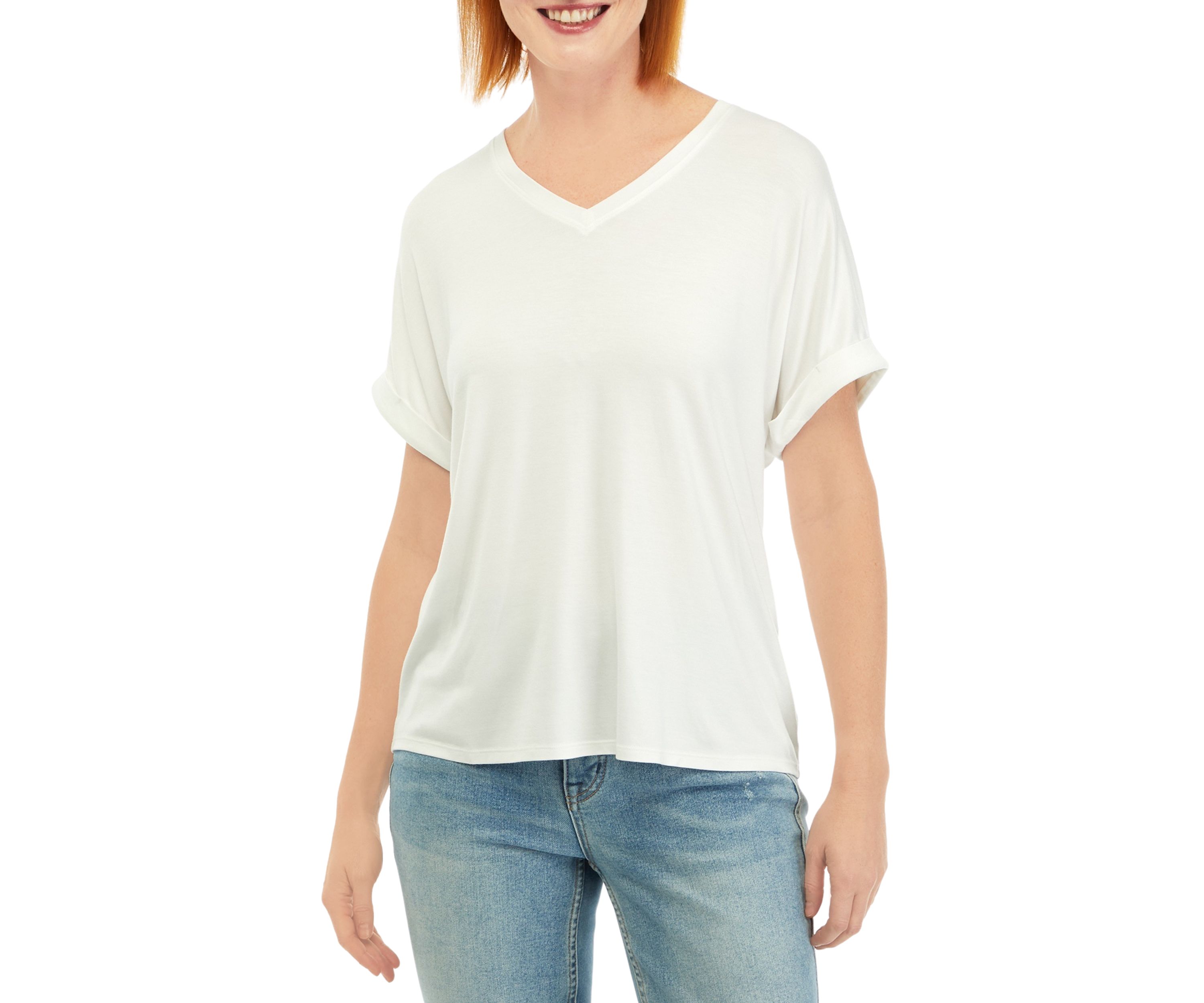 Womens Short Sleeve Luxe V-Neck T-Shirt