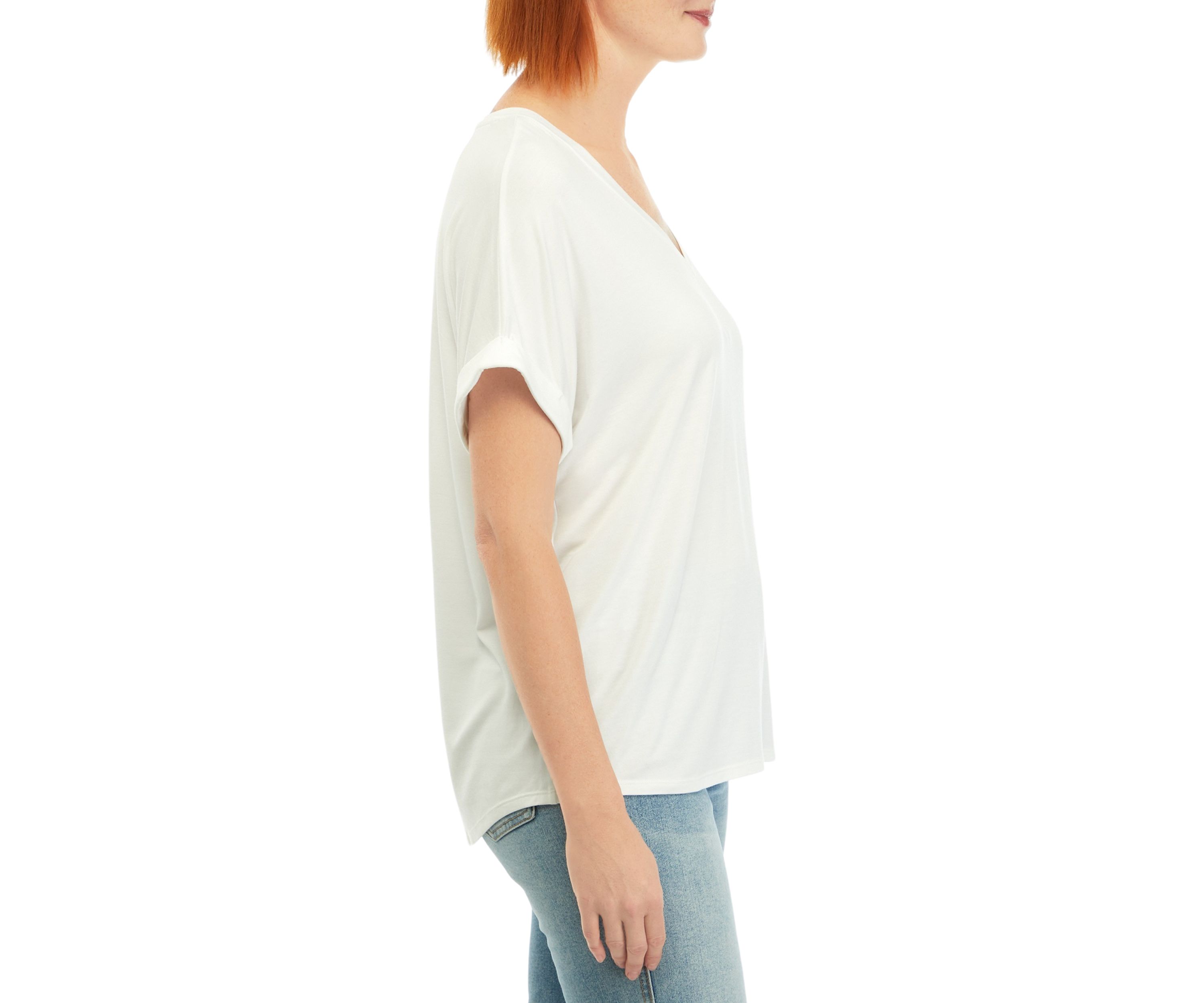Womens Short Sleeve Luxe V-Neck T-Shirt