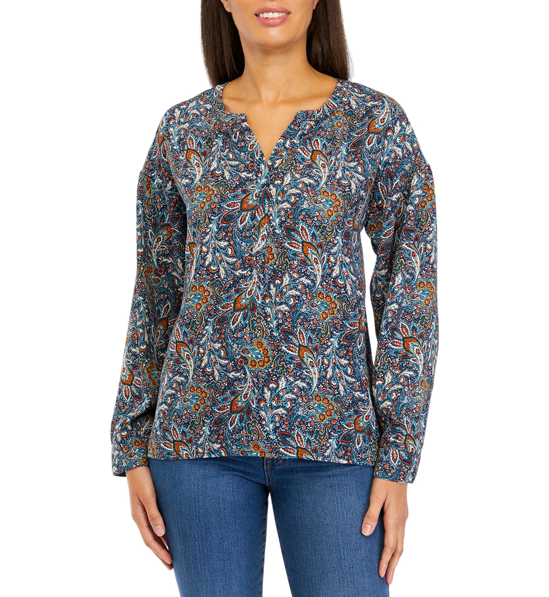 Womens Printed Popover Top