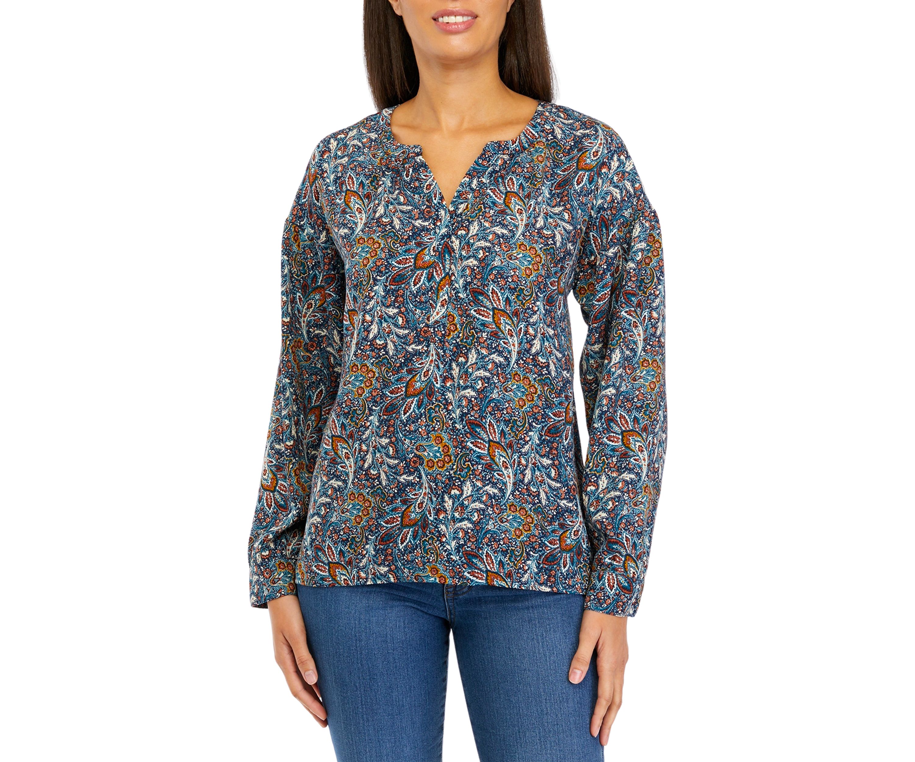 Womens Printed Popover Top