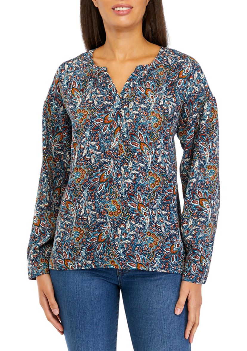 Womens Printed Popover Top