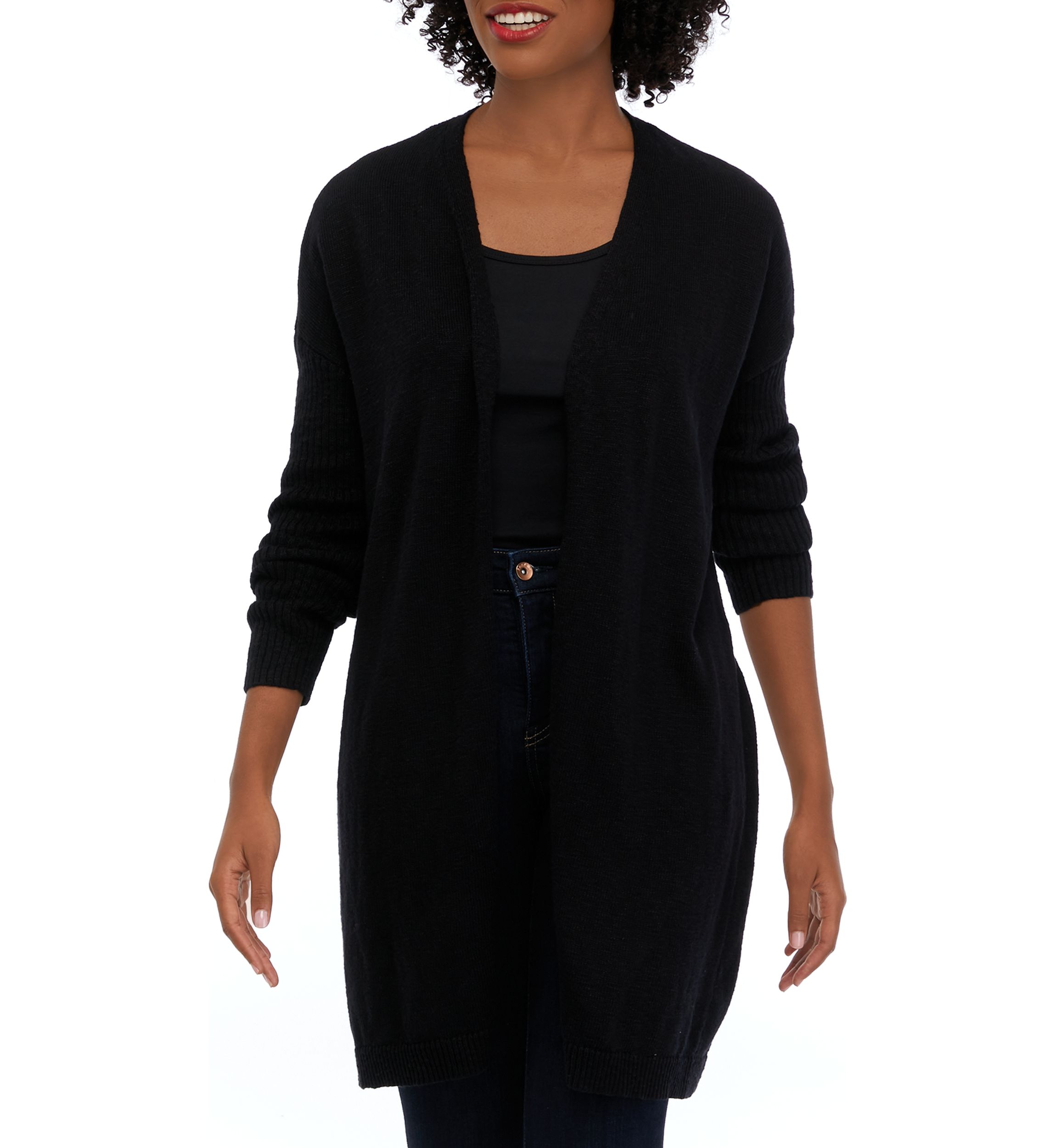 Womens Drop Shoulder Open Front Cardigan 
