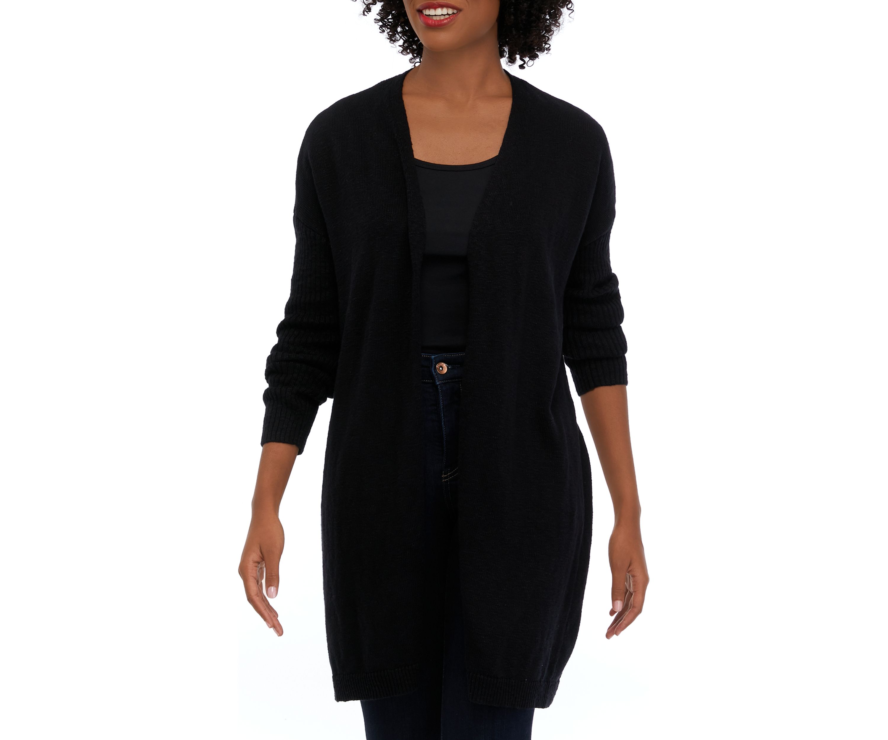 Womens Drop Shoulder Open Front Cardigan 