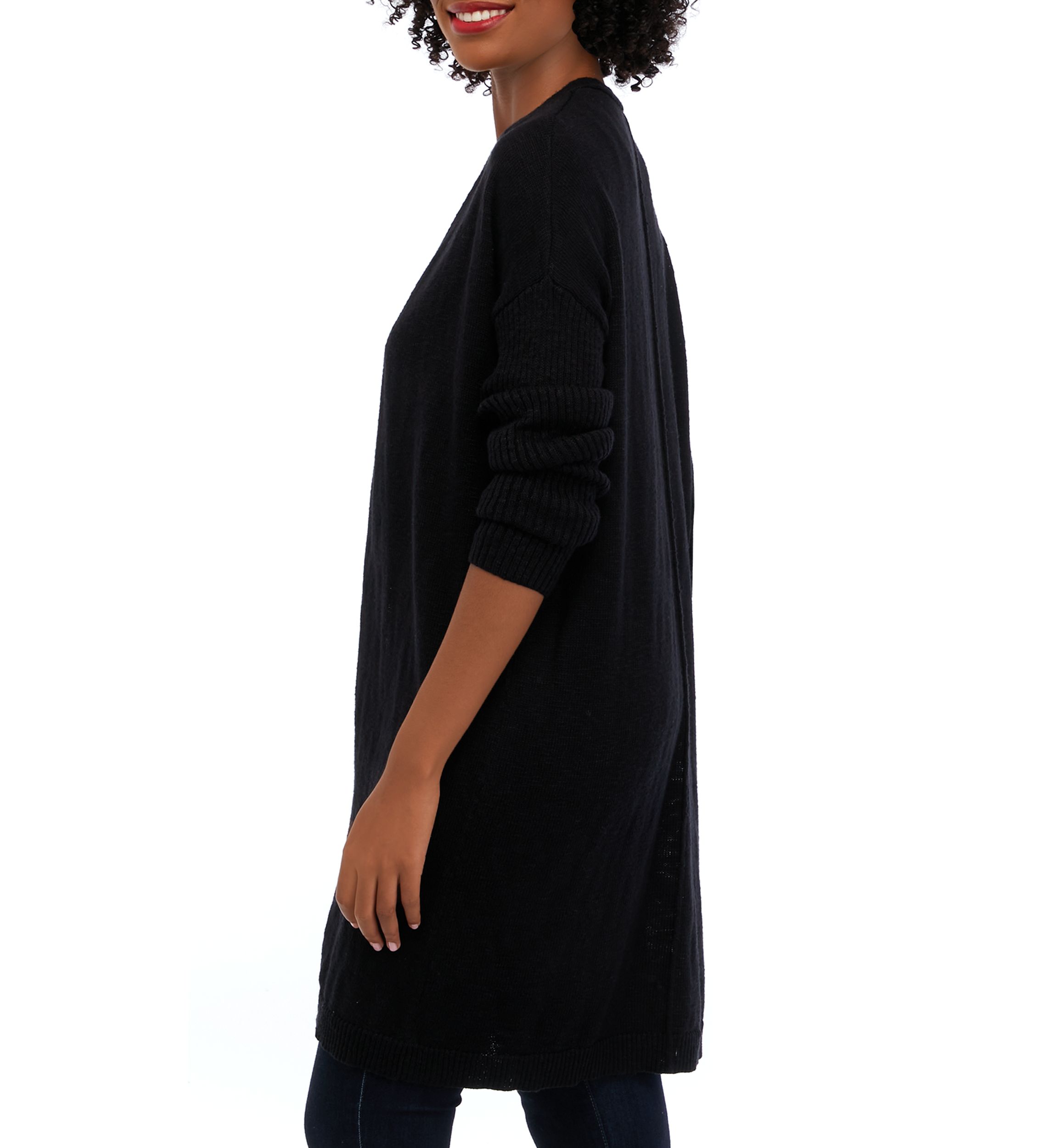Womens Drop Shoulder Open Front Cardigan 