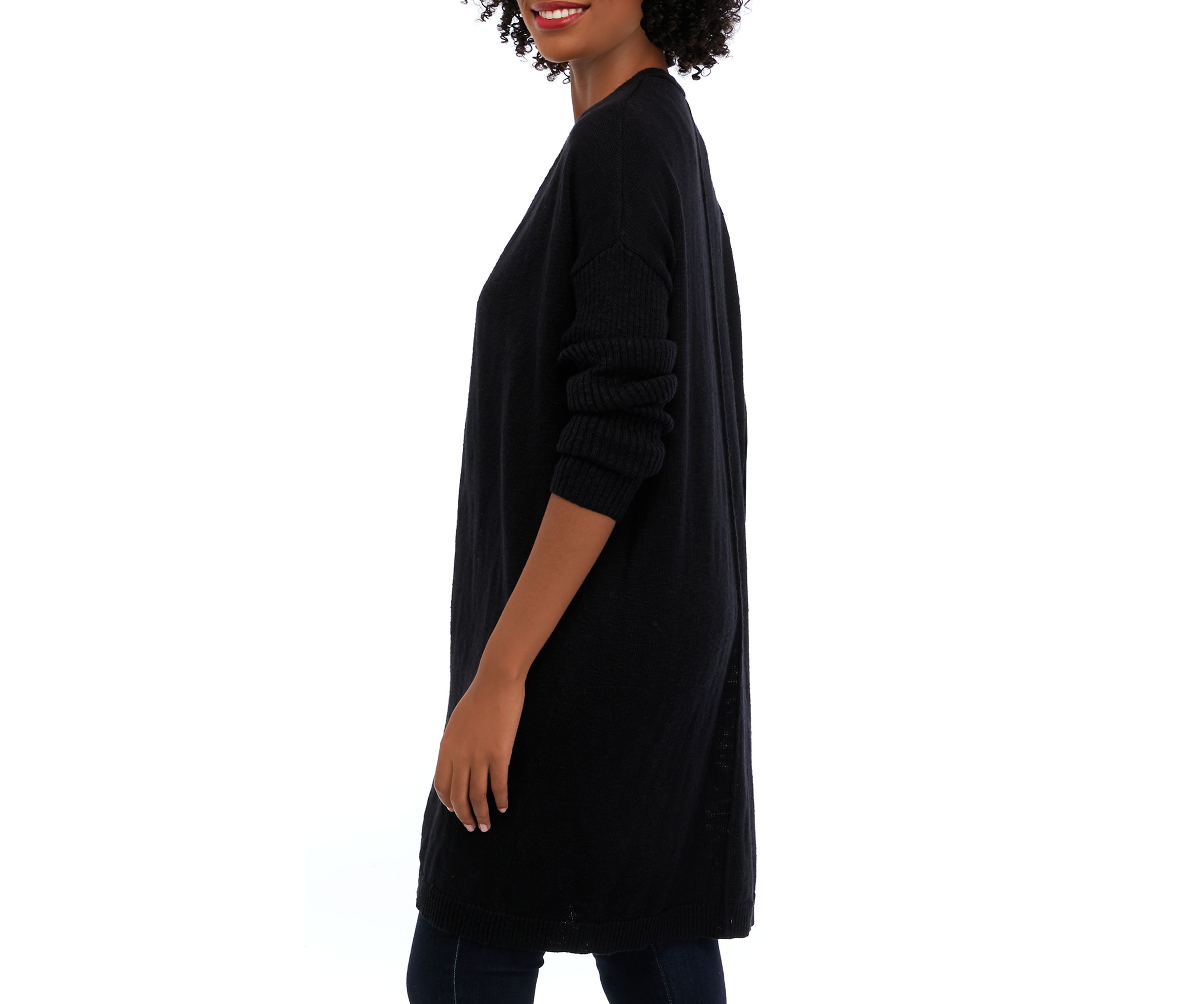 Womens Drop Shoulder Open Front Cardigan 