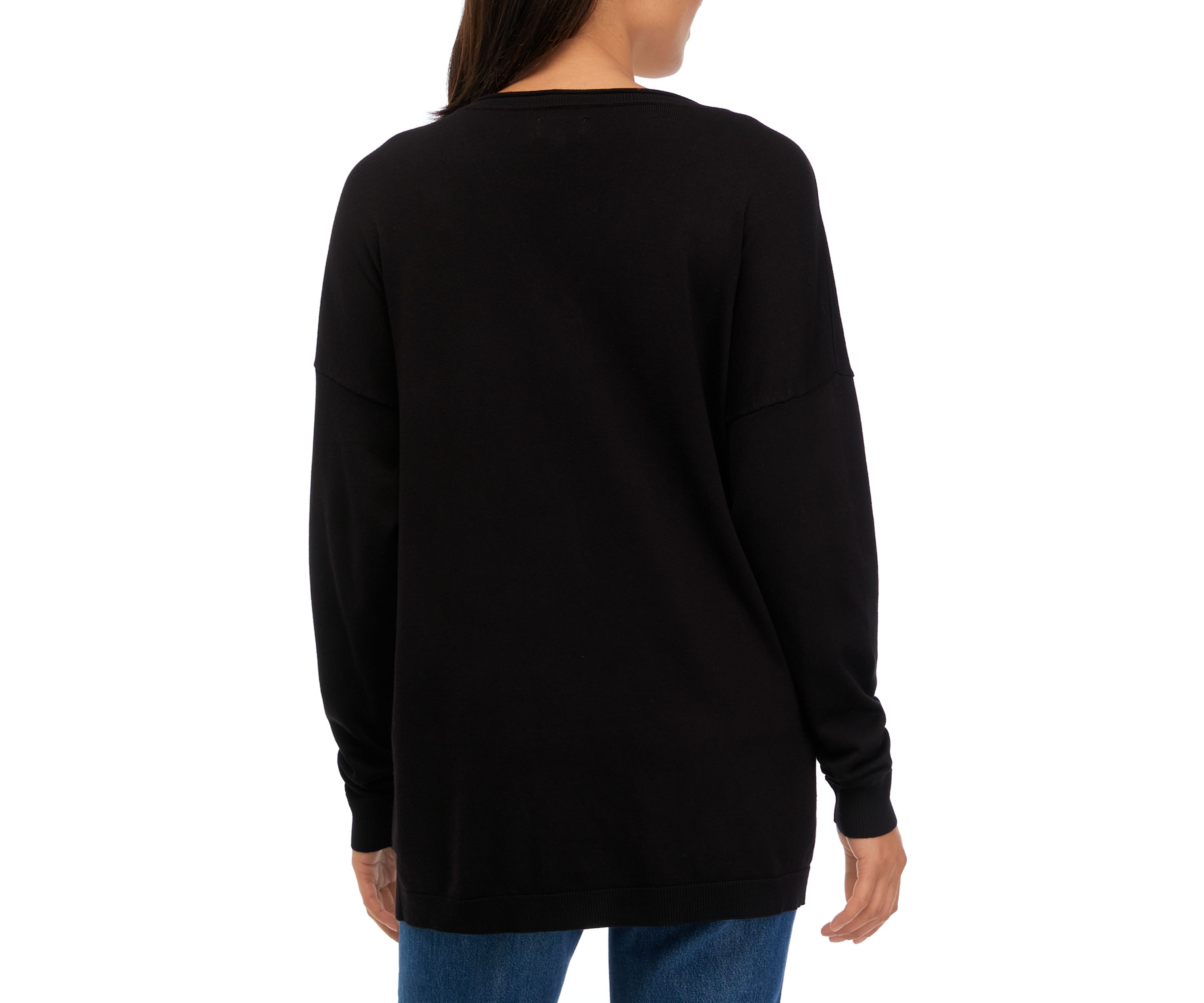 Womens Drop Shoulder V-Neck Pullover