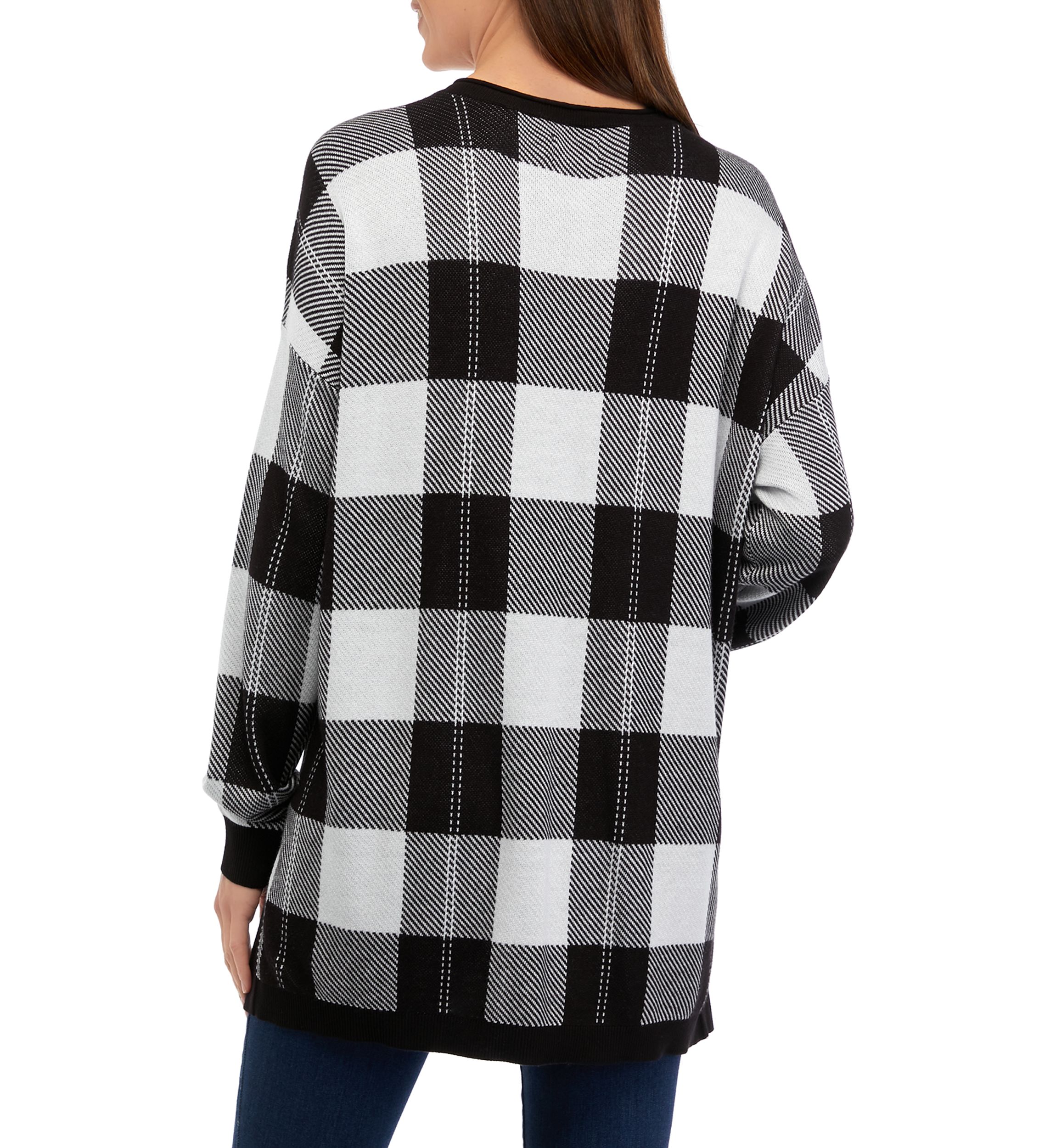 Womens Long Sleeve V-Neck Pullover Jacquard Sweater