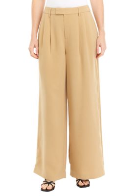 Wonderly Women's High Rise Extended Tab Trousers, Tan, 6
