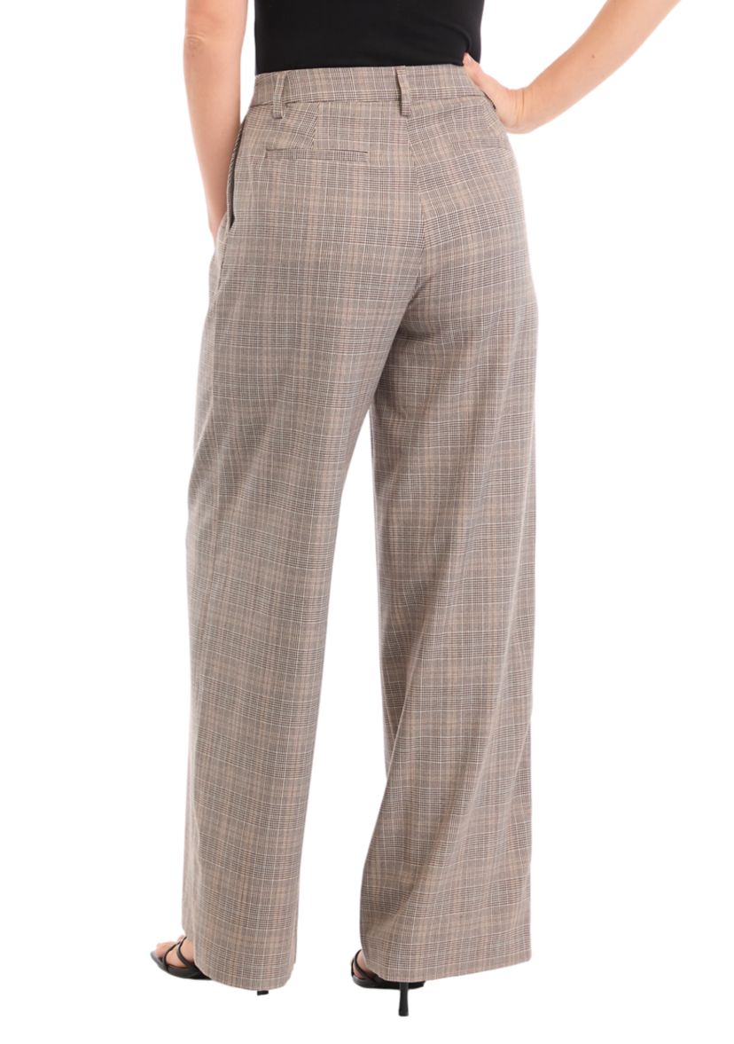 Womens High Rise Extended Tab Plaid Trouser Pants