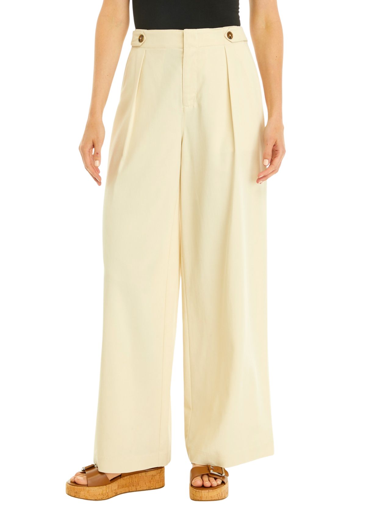Womens High Rise Tab Waist Trouser Pants