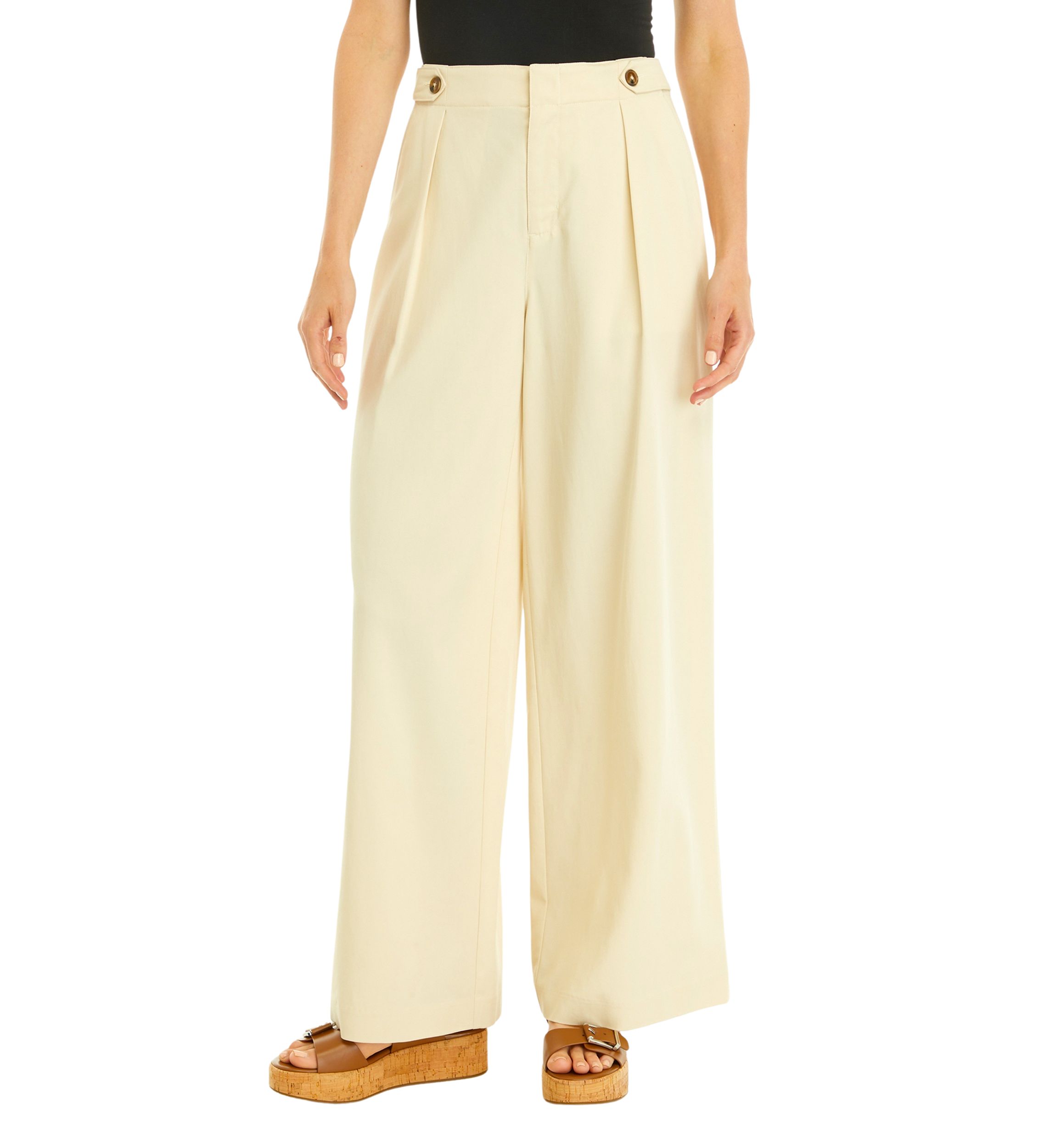 Womens High Rise Tab Waist Trouser Pants