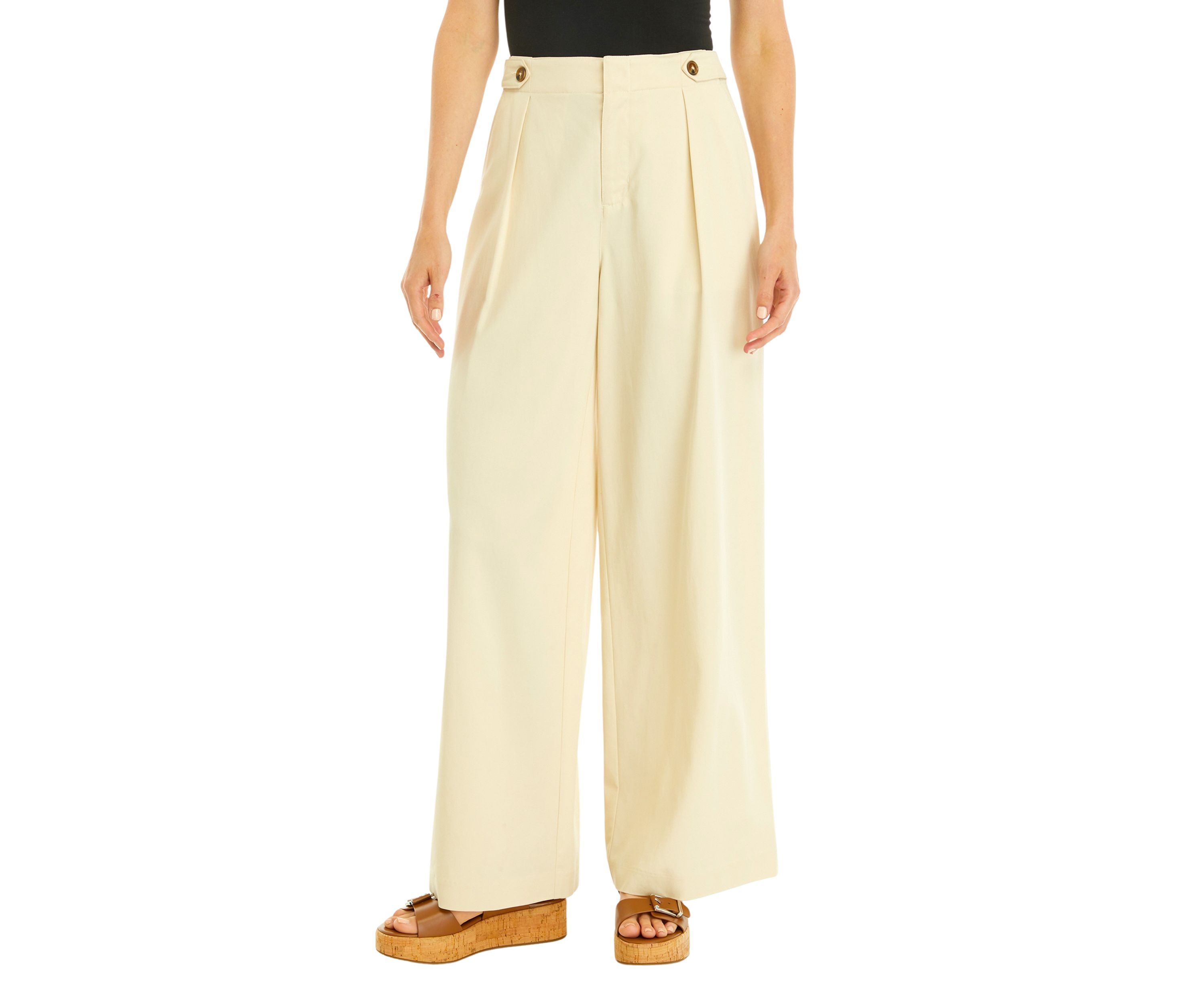 Womens High Rise Tab Waist Trouser Pants
