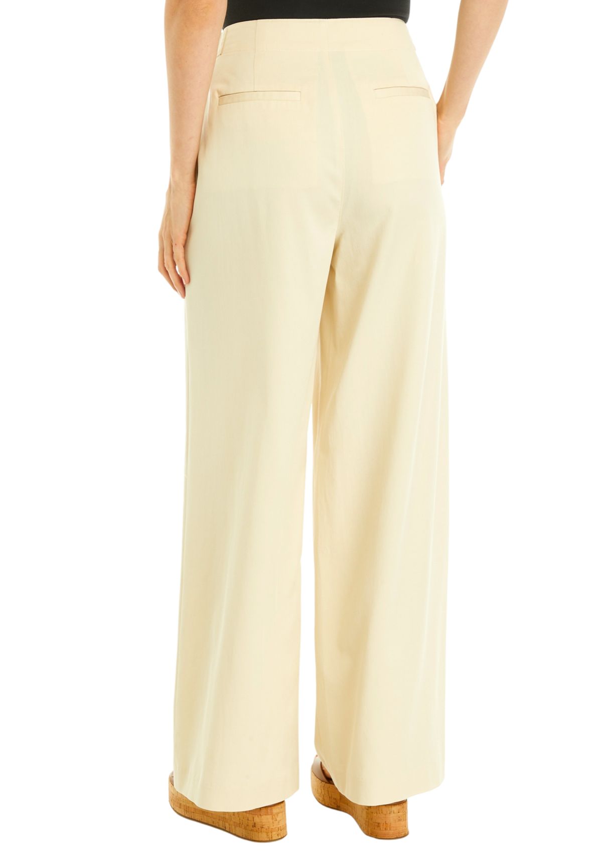 Womens High Rise Tab Waist Trouser Pants