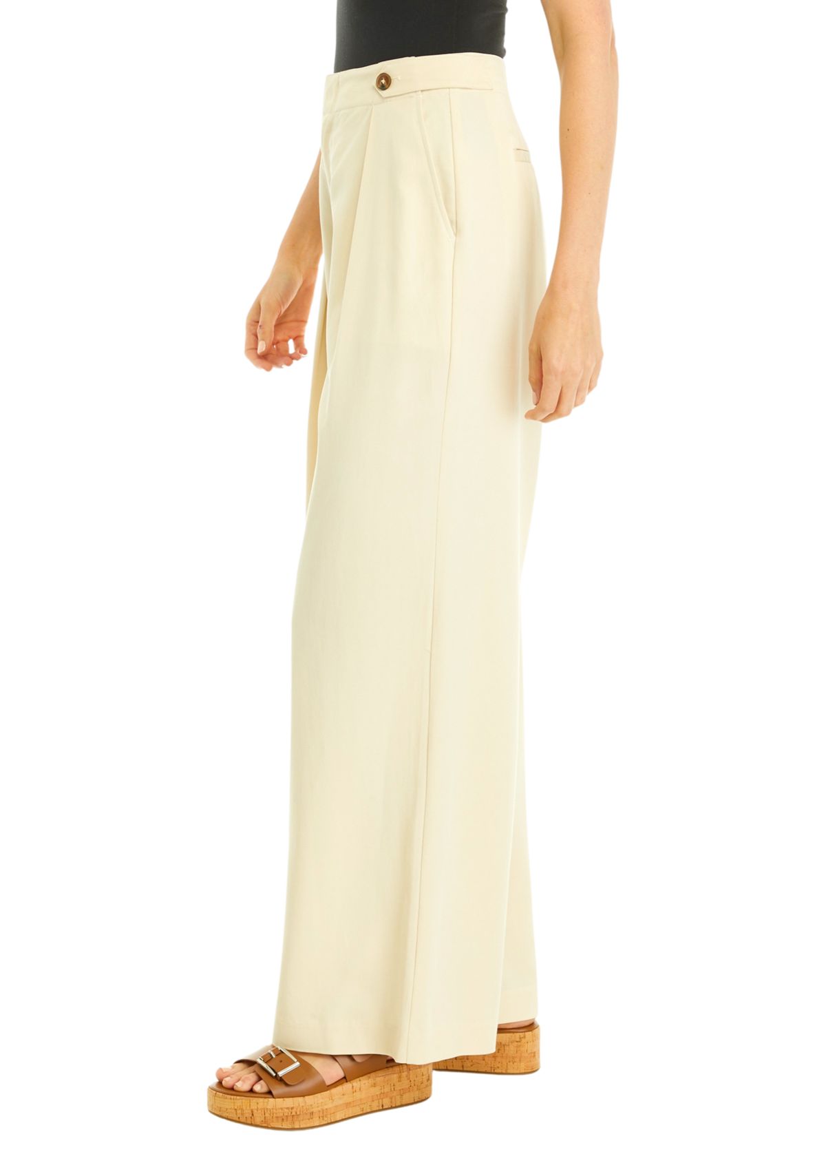 Womens High Rise Tab Waist Trouser Pants