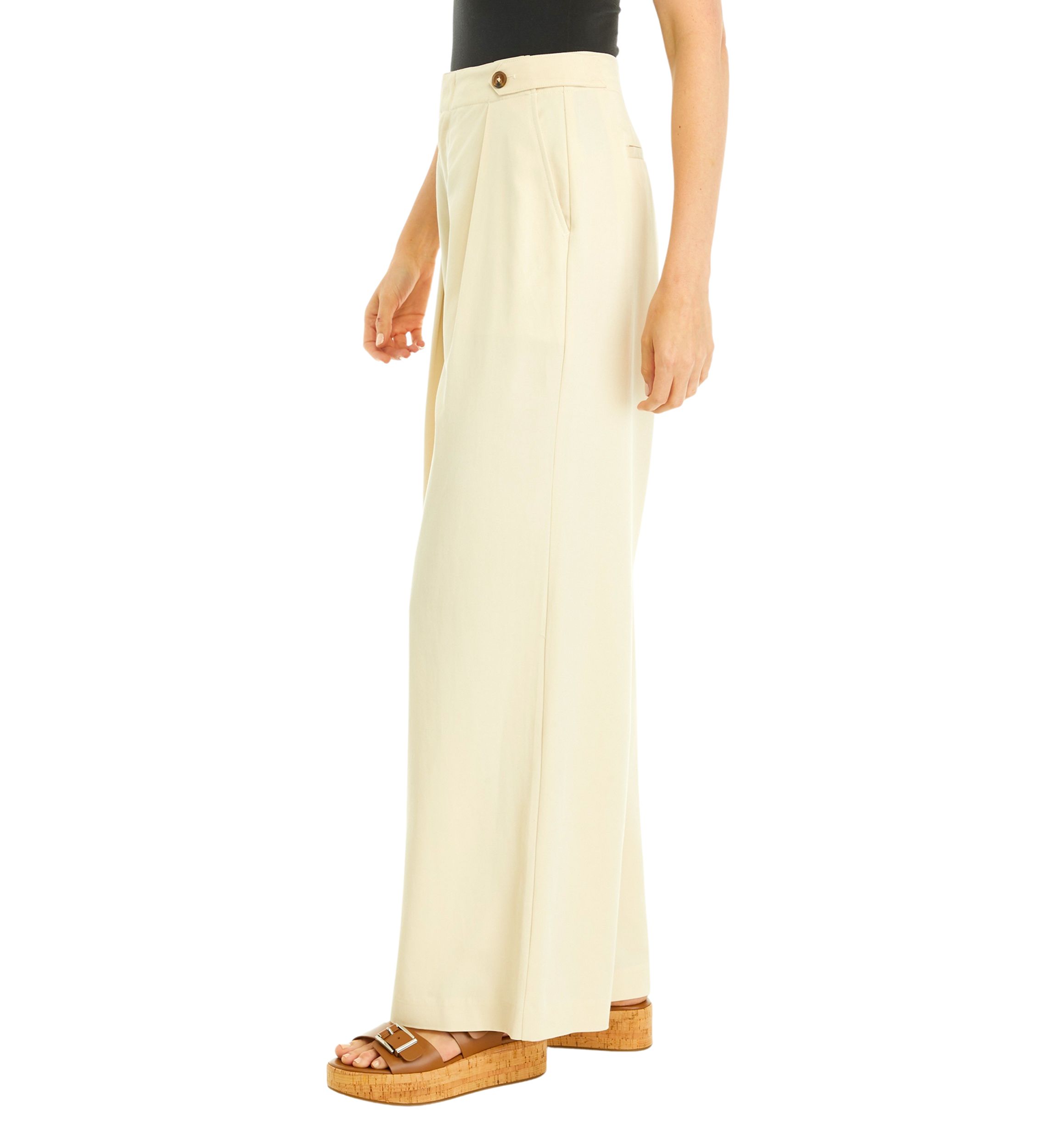 Womens High Rise Tab Waist Trouser Pants