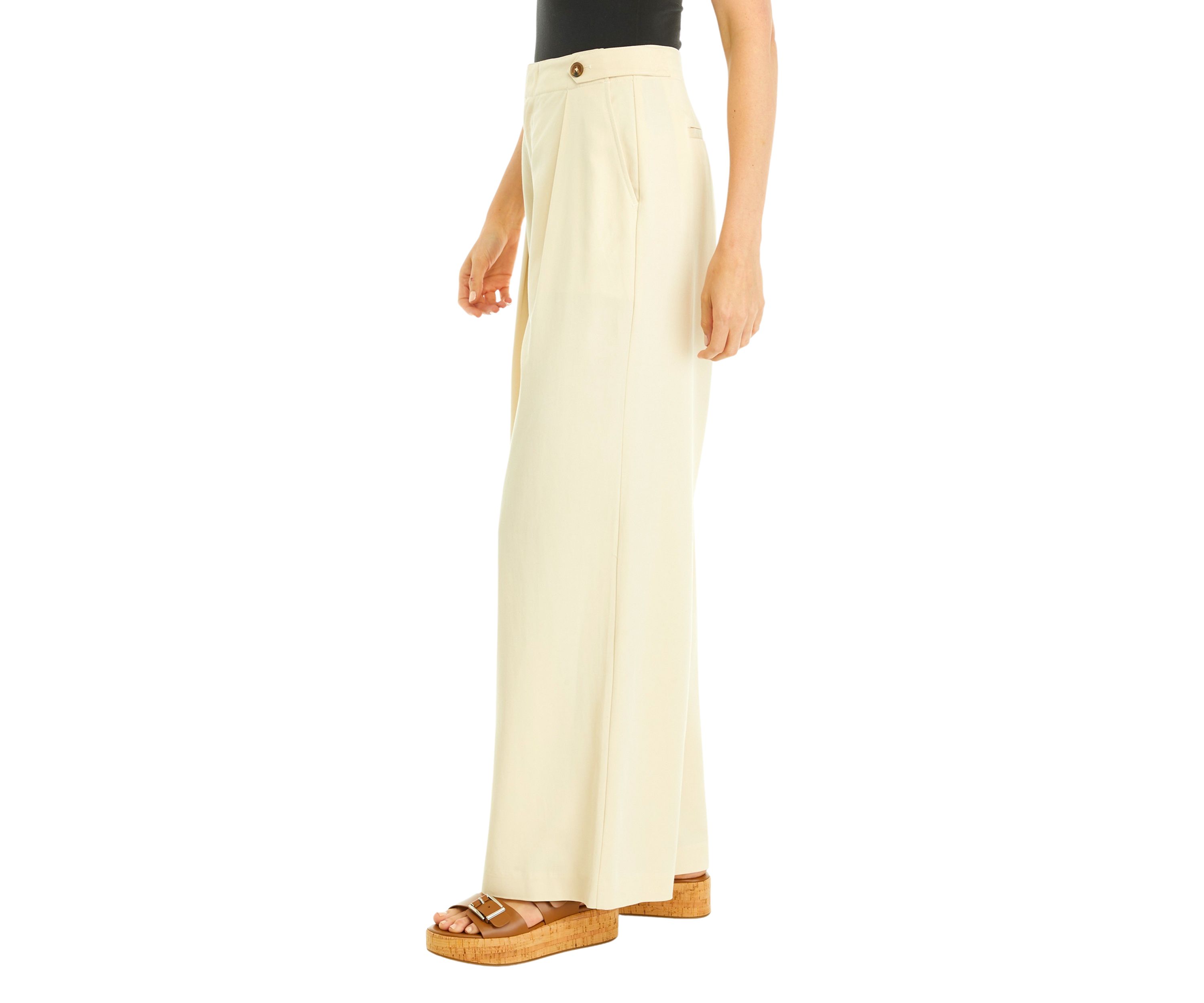 Womens High Rise Tab Waist Trouser Pants