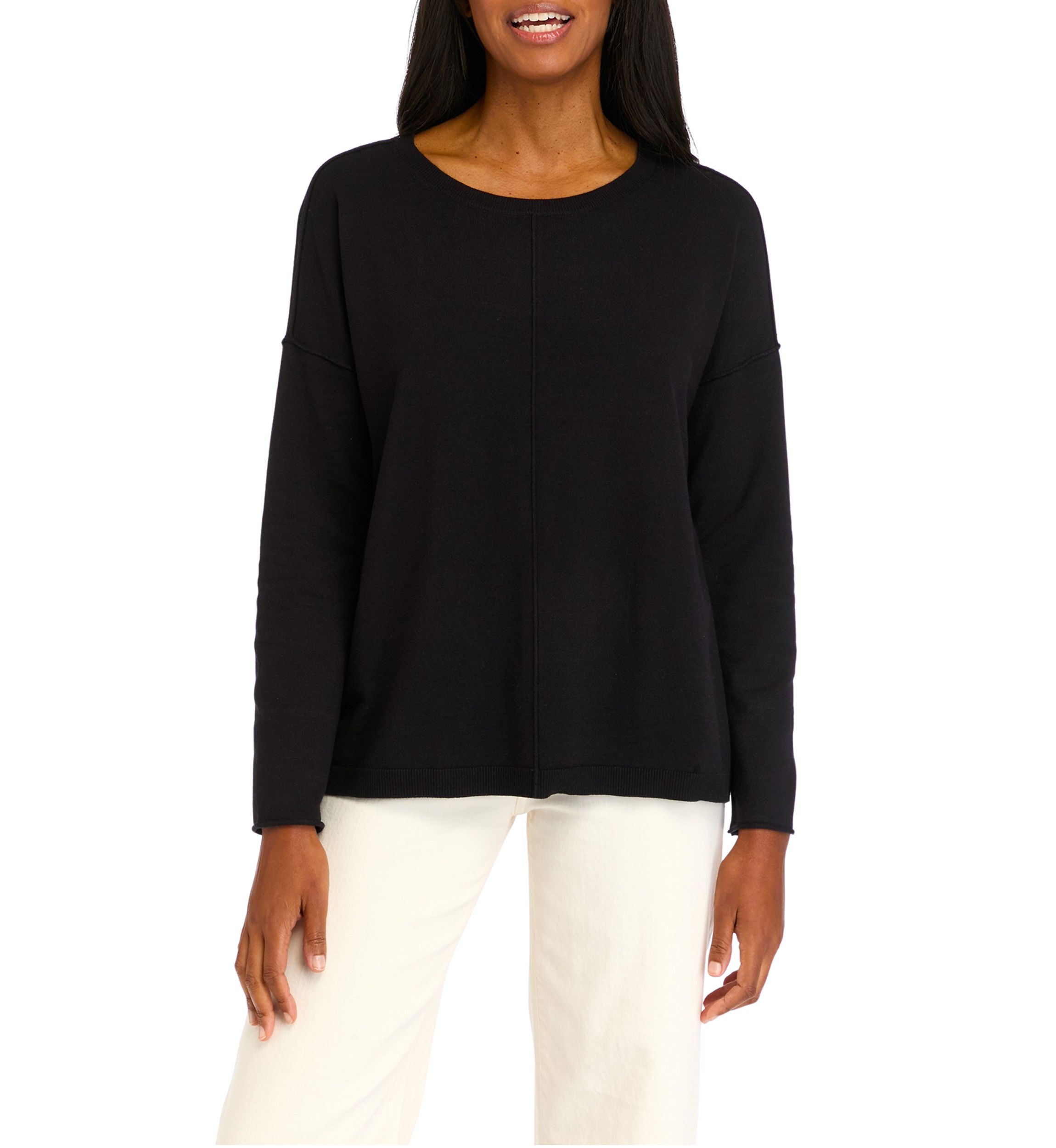Womens Seamed Front Pullover Sweater