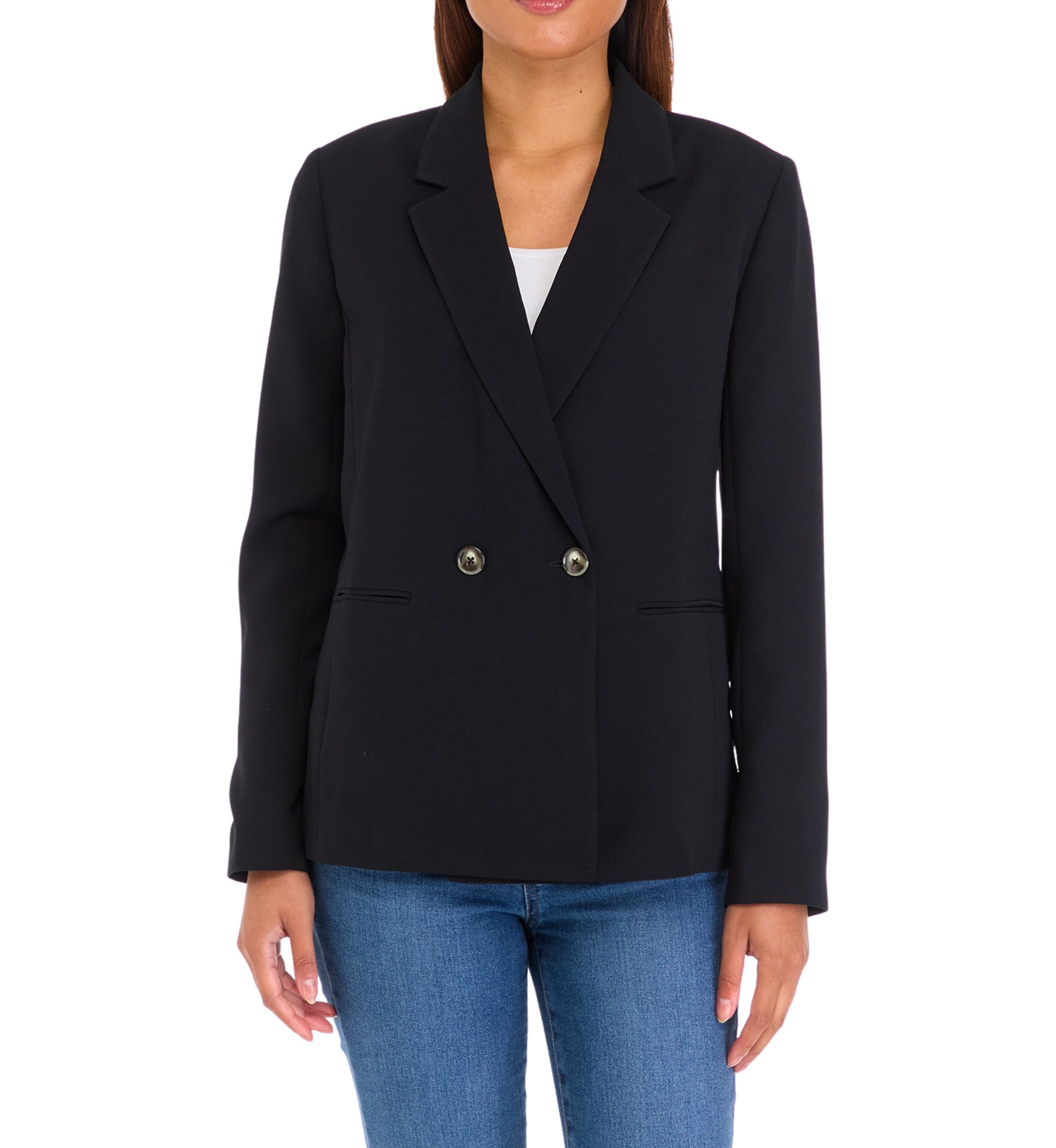 Womens Double Breasted Crepe Blazer