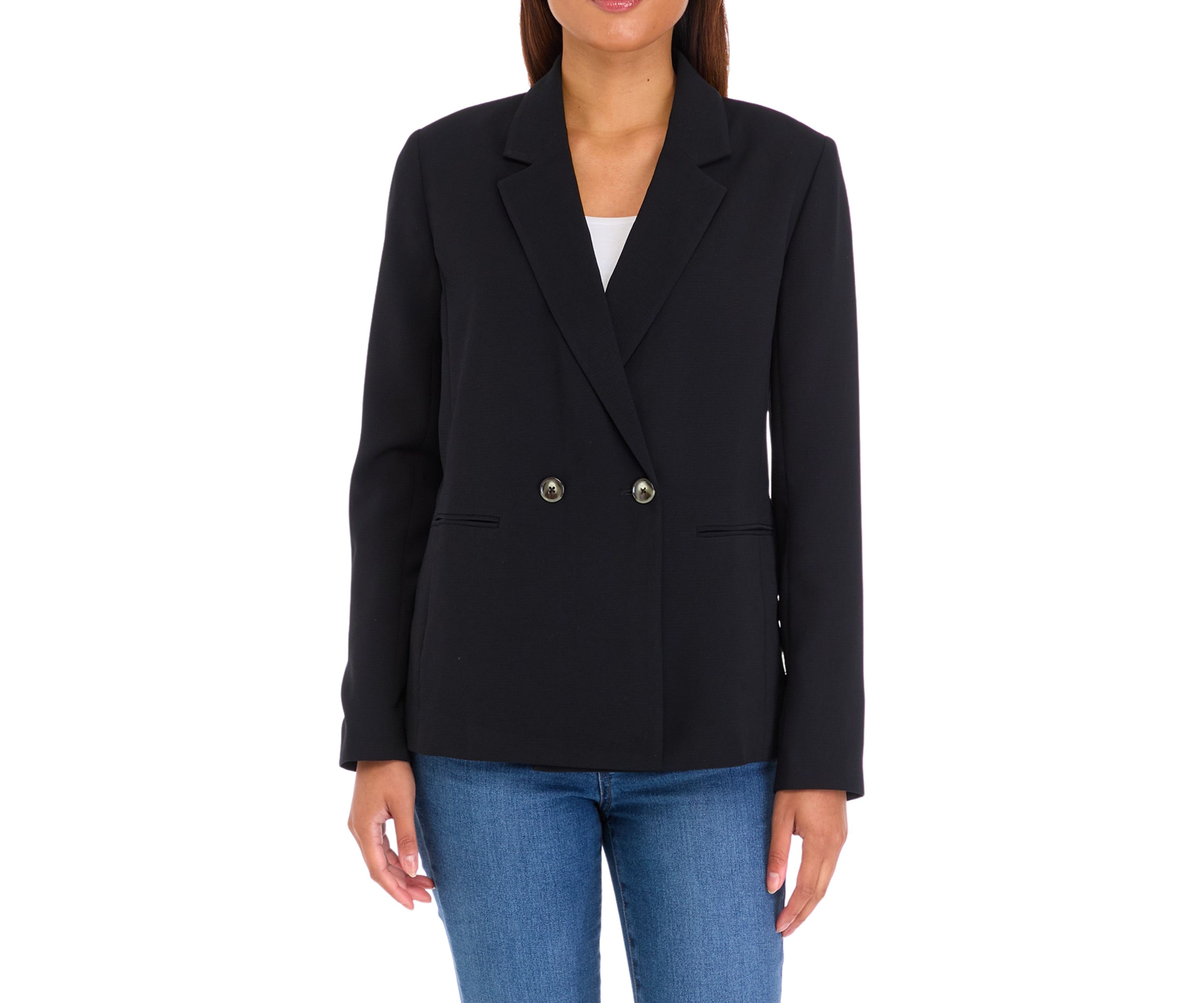 Womens Double Breasted Crepe Blazer