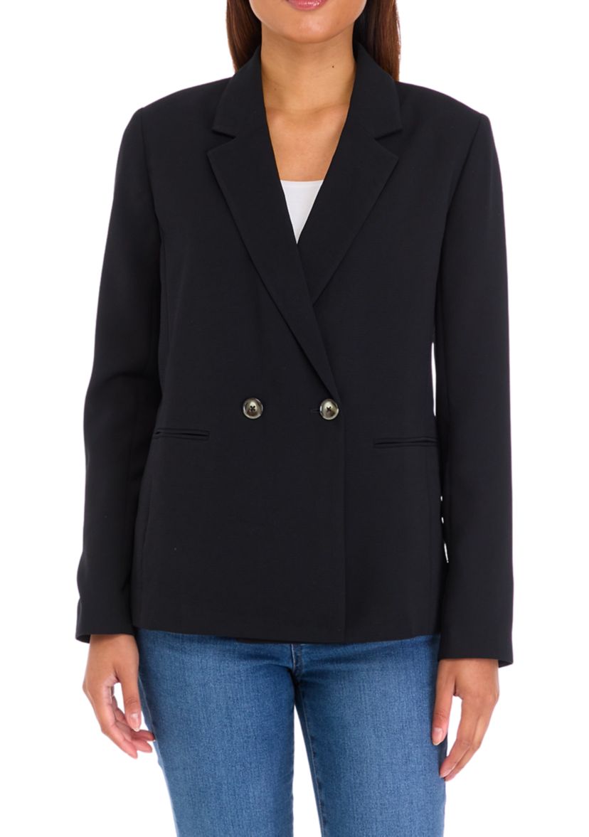 Womens Double Breasted Crepe Blazer