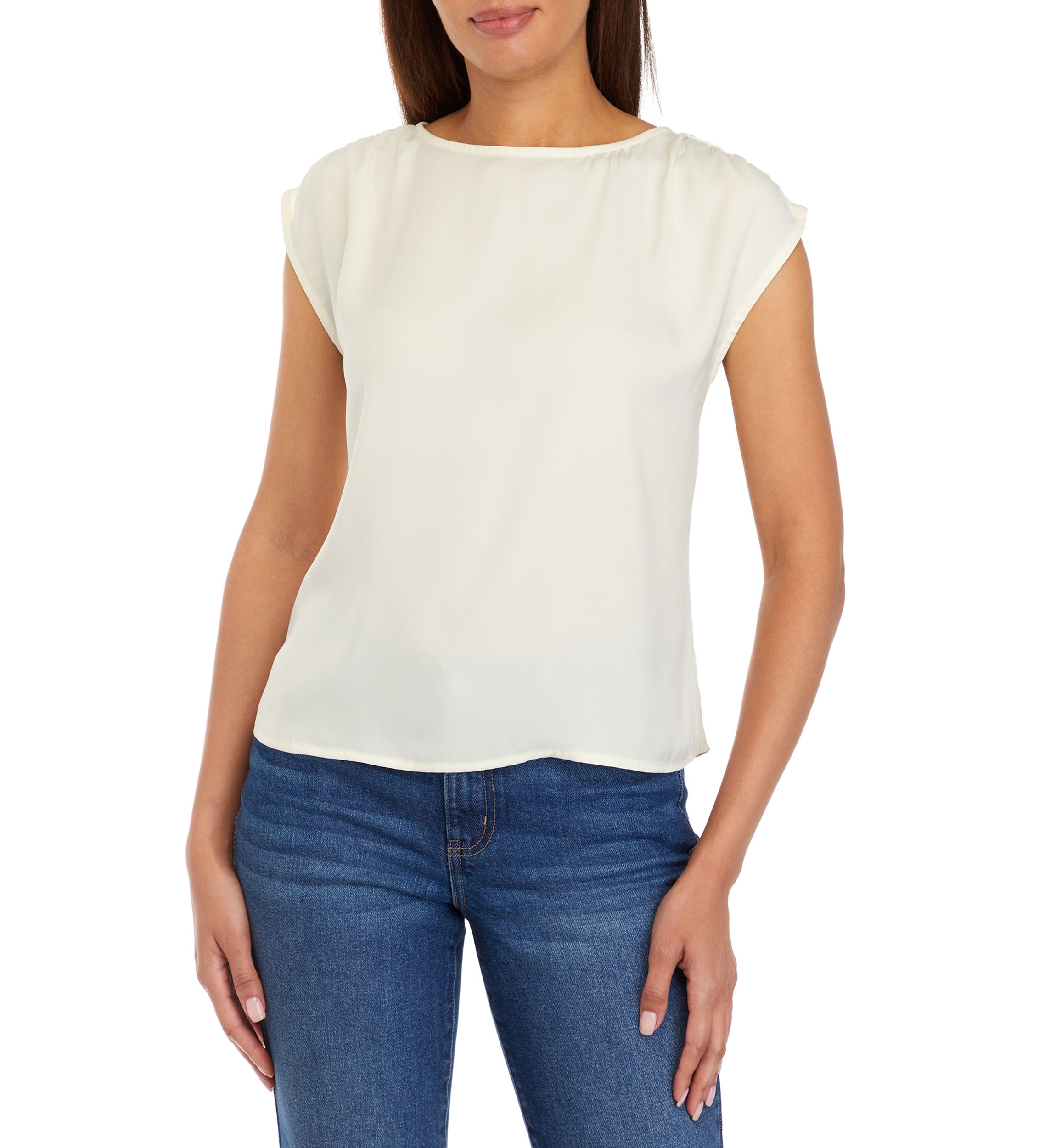 Womens Solid Cap Sleeve Blouse