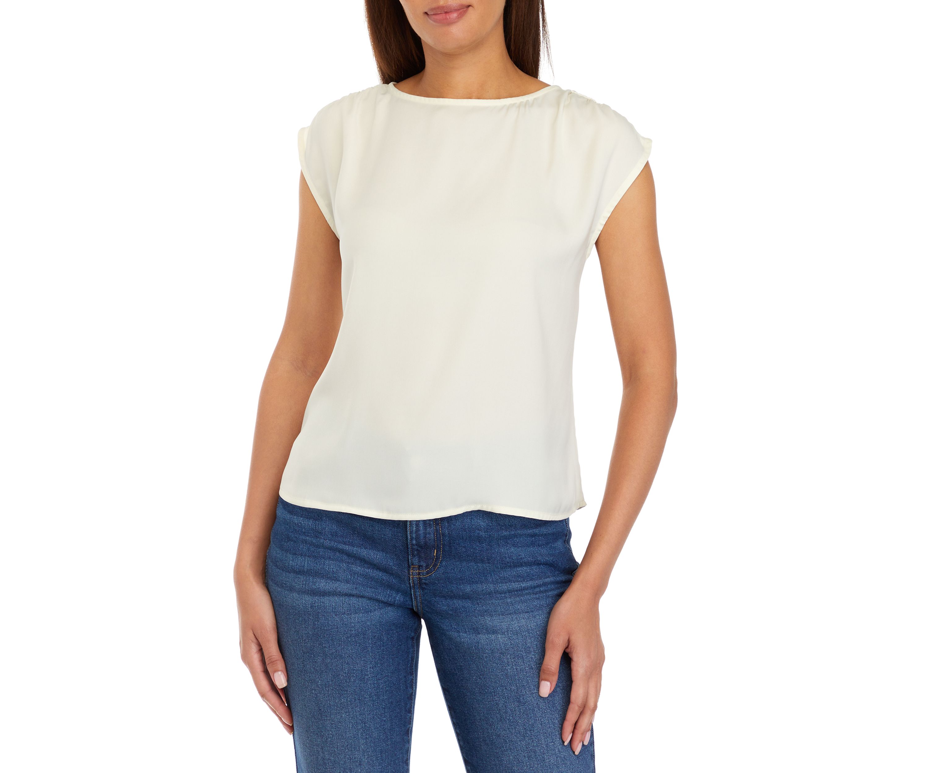 Womens Solid Cap Sleeve Blouse