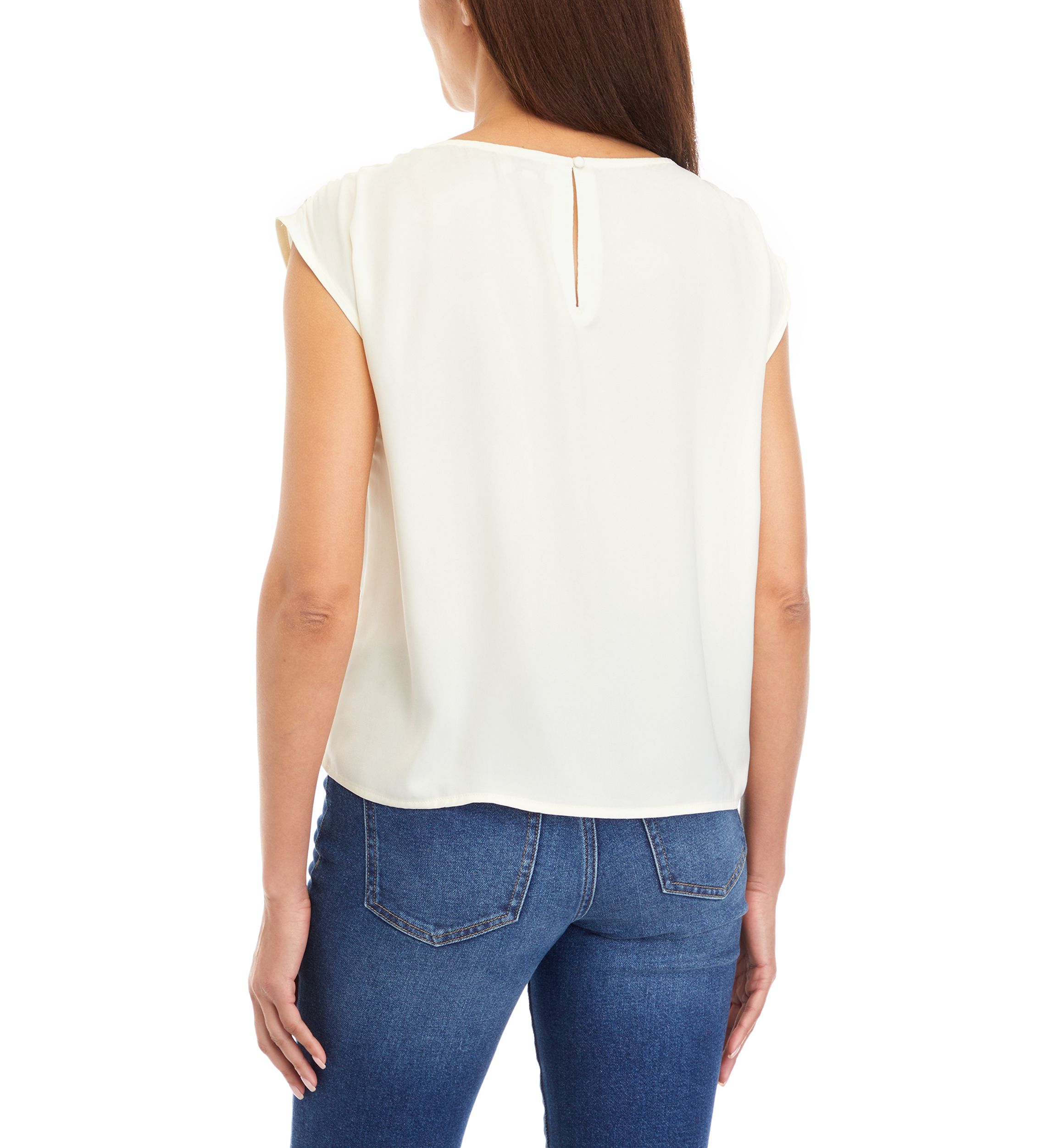 Womens Solid Cap Sleeve Blouse