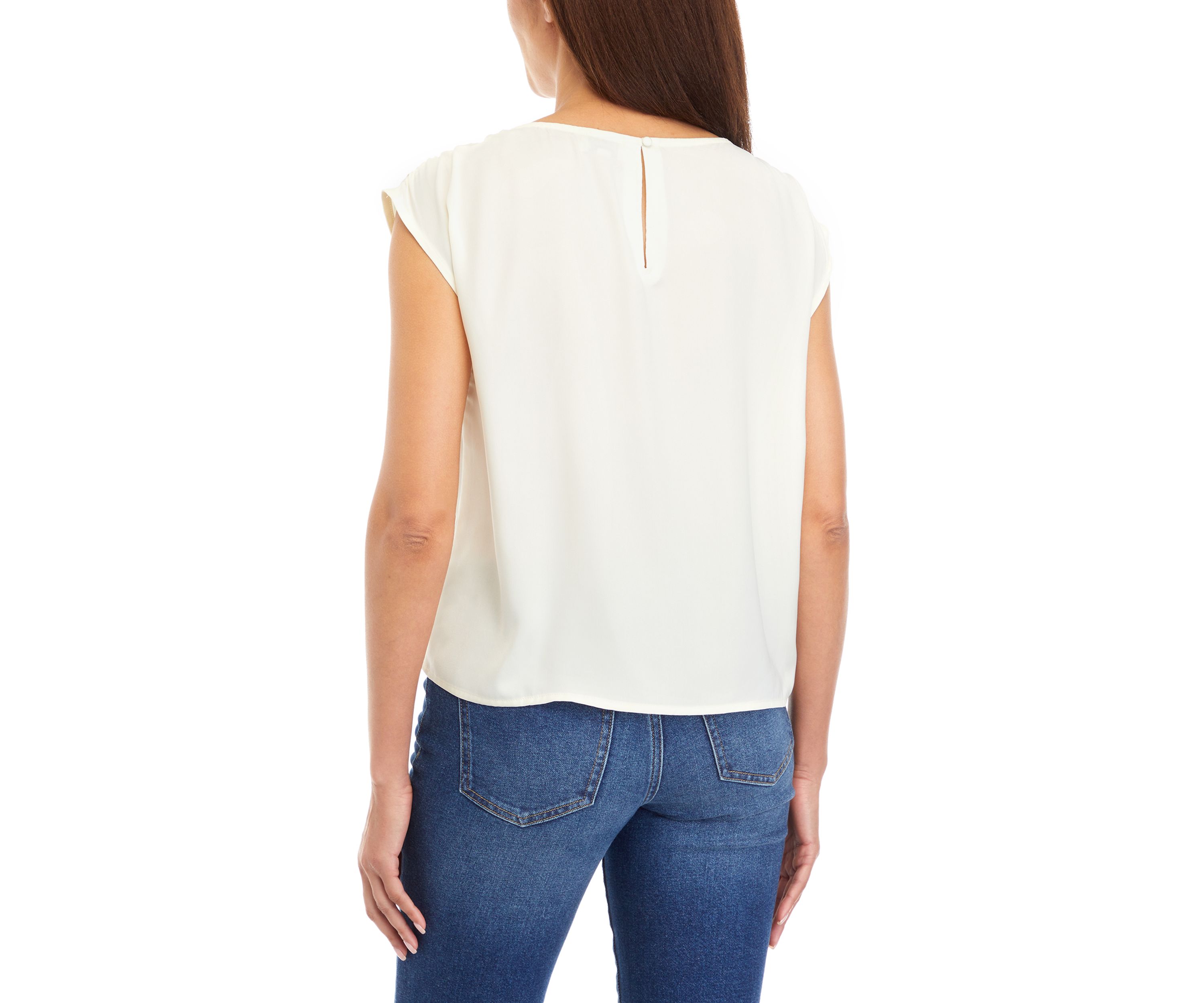 Womens Solid Cap Sleeve Blouse