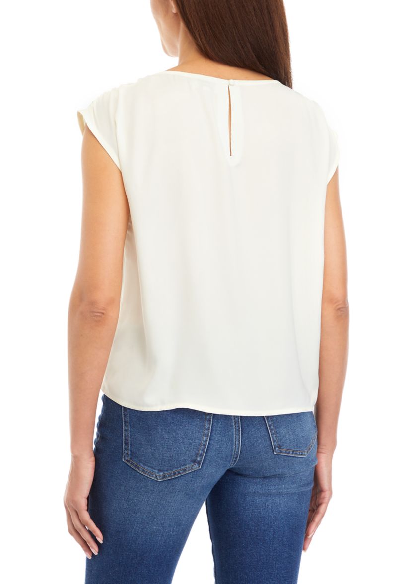 Womens Solid Cap Sleeve Blouse