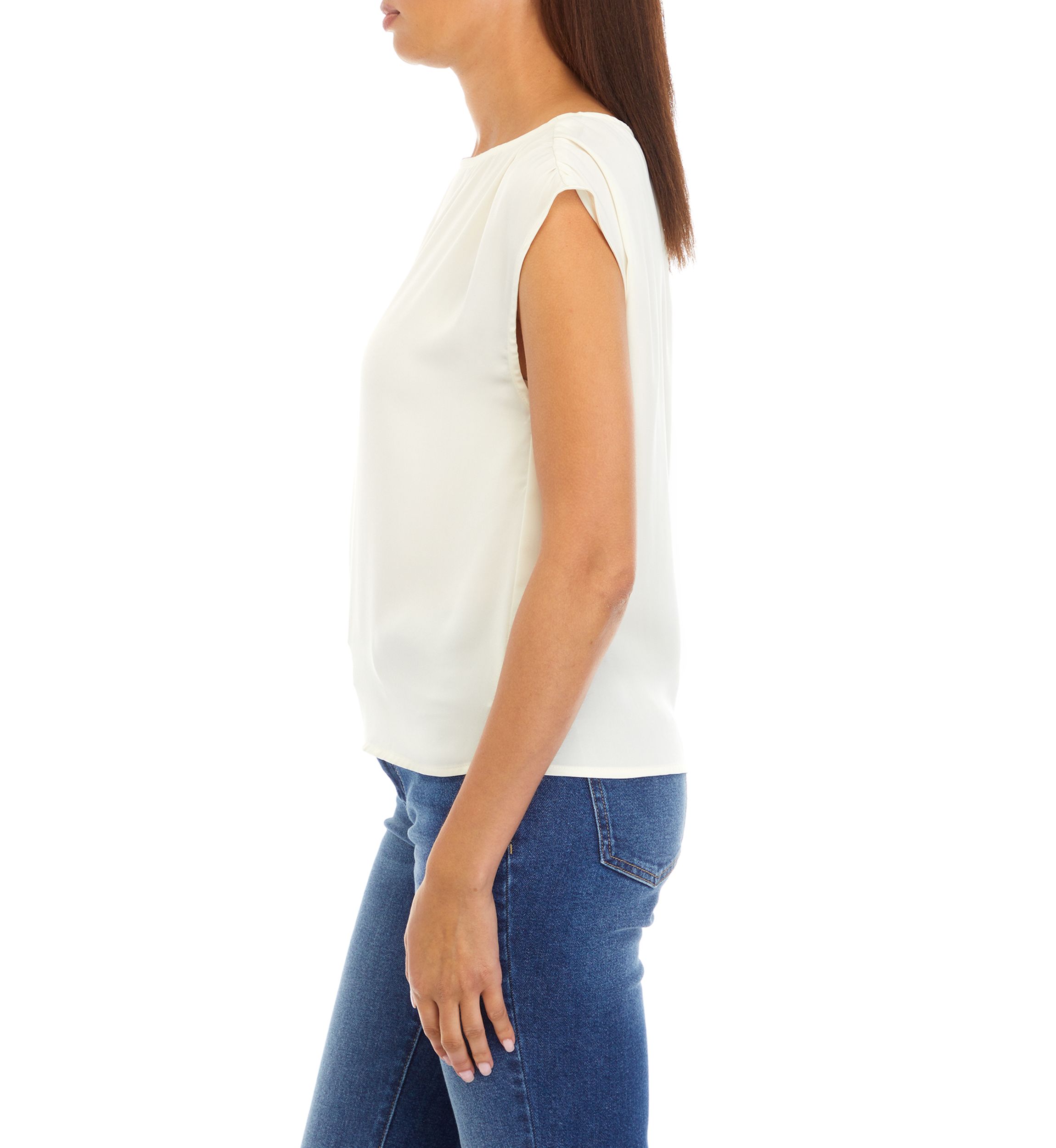 Womens Solid Cap Sleeve Blouse