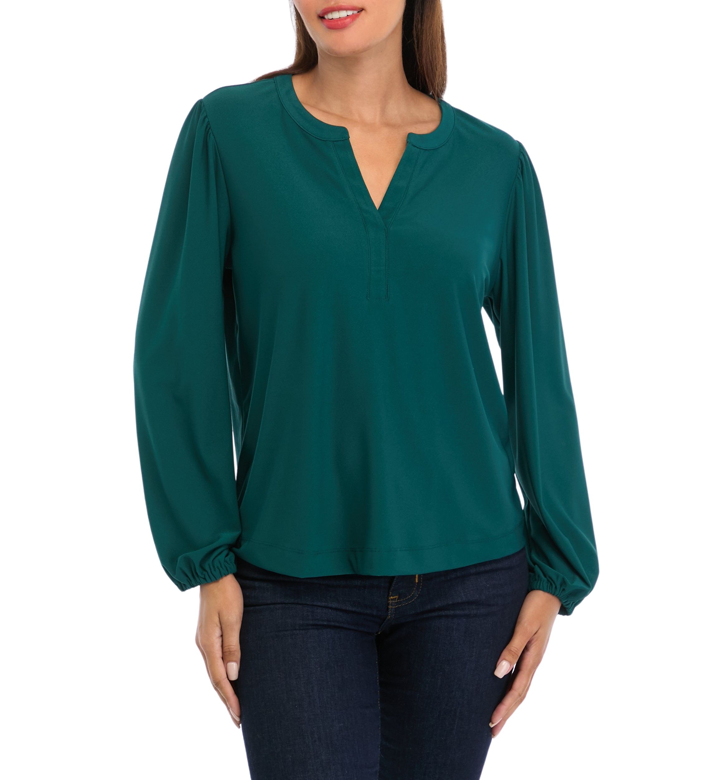 Womens Long Sleeve Popover Blouse