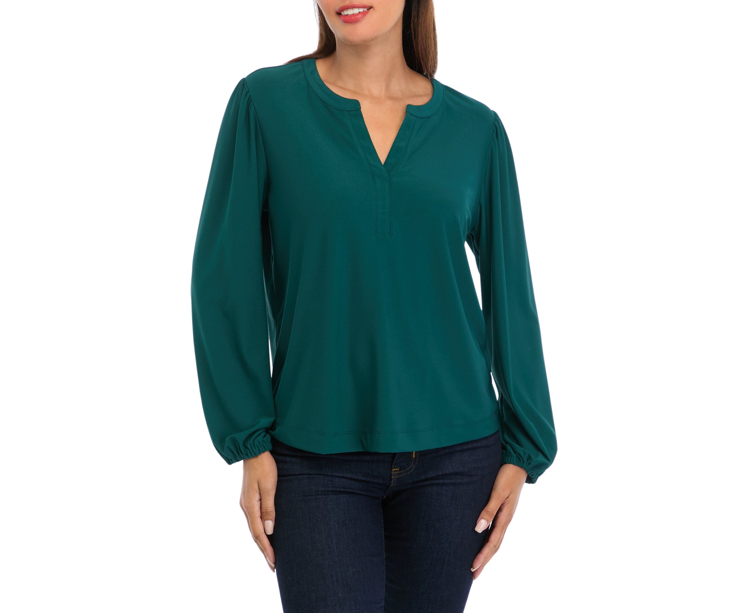 Womens Long Sleeve Popover Blouse