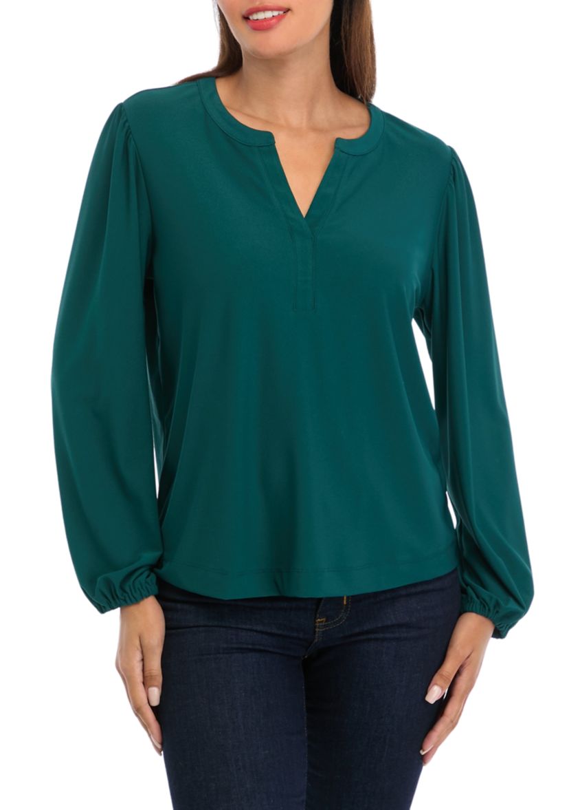 Womens Long Sleeve Popover Blouse