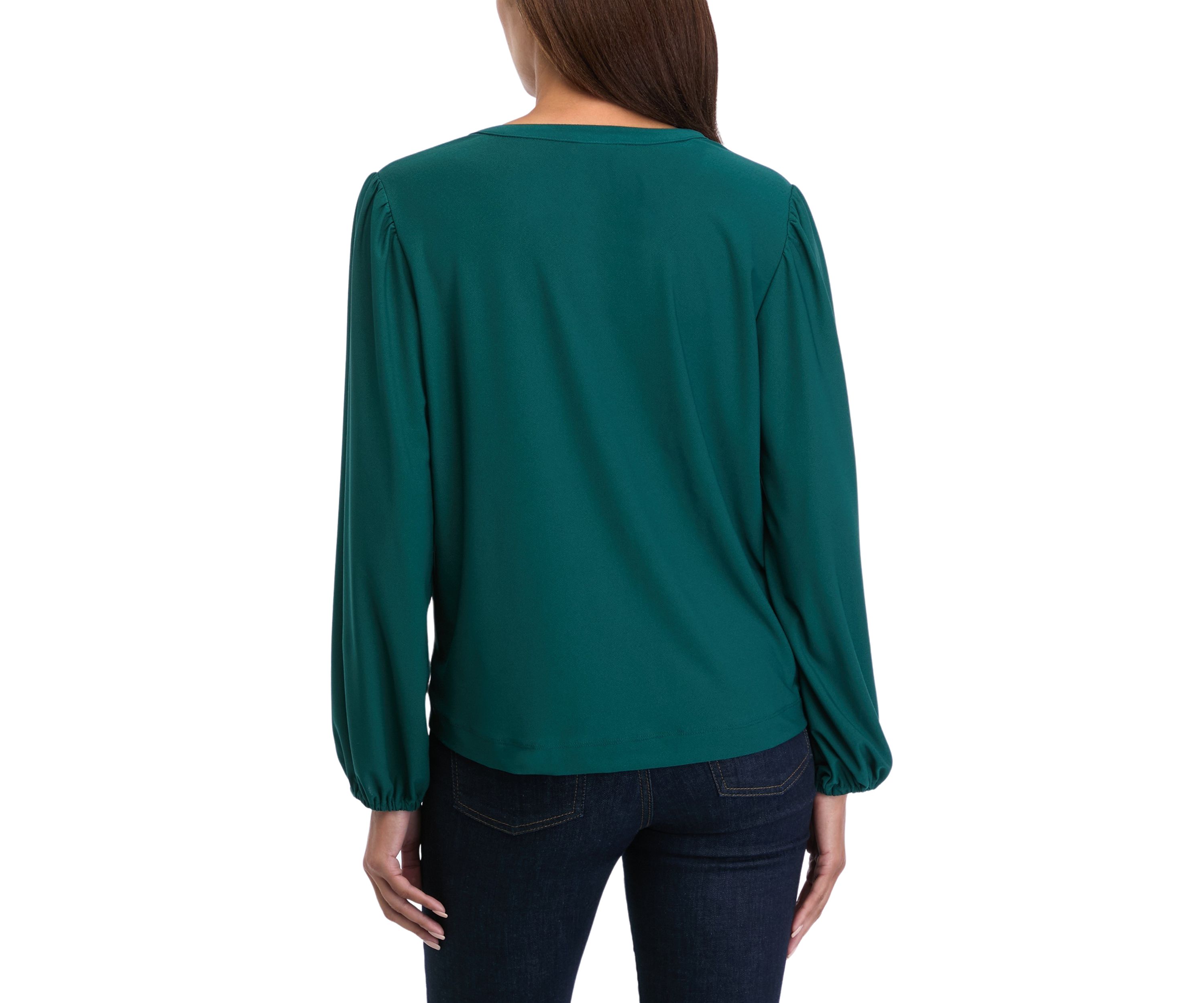 Womens Long Sleeve Popover Blouse
