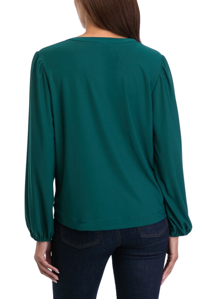 Womens Long Sleeve Popover Blouse